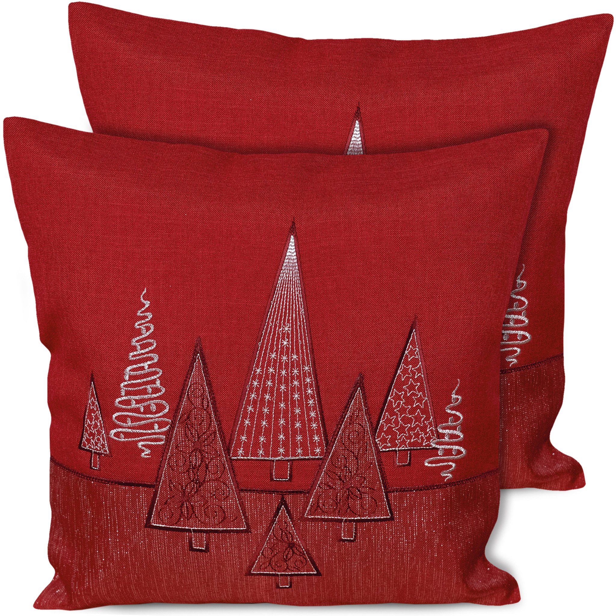 matches21 HOME & HOBBY Kissenbezüge 2er Set Kissenhüllen 40x40 cm rot mit T günstig online kaufen