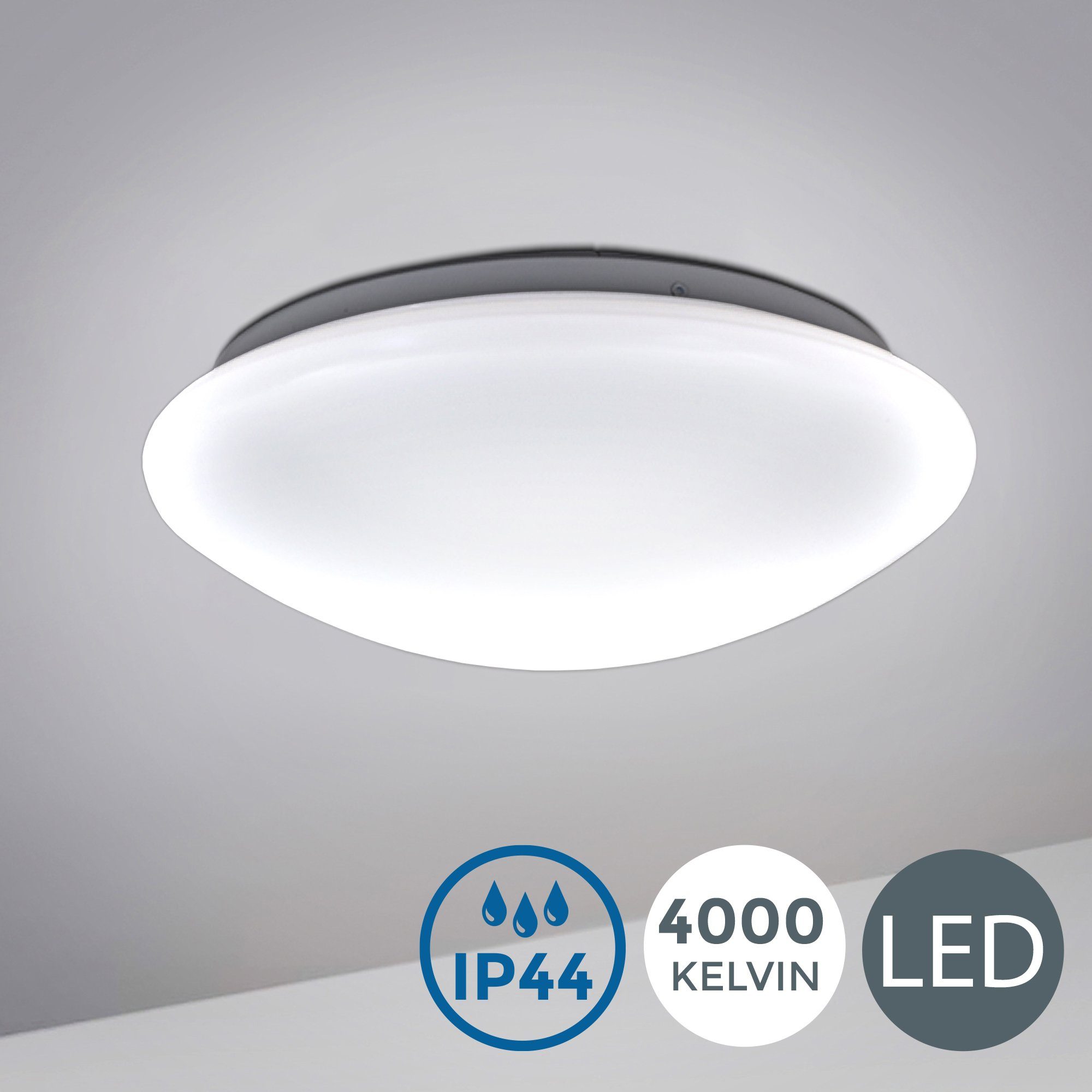 Bad LED LED fest integriert, IP44 Badezimmer B.K.Licht Flur Deckenleuchte, LED Design Neutralweiß, Deckenlampe Deckenstrahler Küche