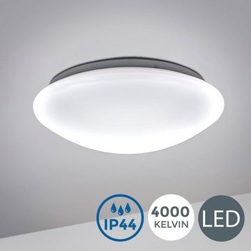 B.K.Licht LED Deckenleuchte, LED fest integriert, Neutralweiß, LED Bad Deckenlampe Design Deckenstrahler IP44 Badezimmer Küche Flur