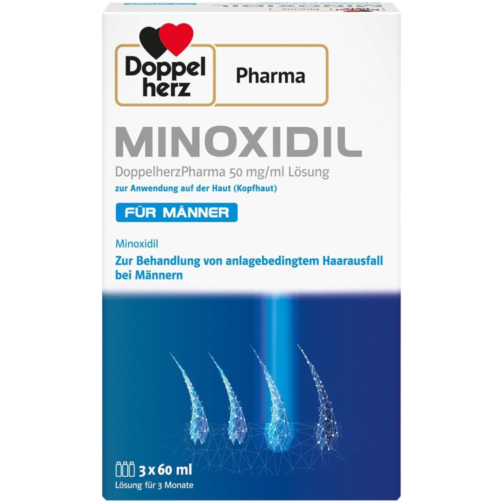 Doppelherz Haarkur DoppelherzPharma Minoxidil 50mg/ml Lsg. für Männer 3x60ml, 3-tlg.