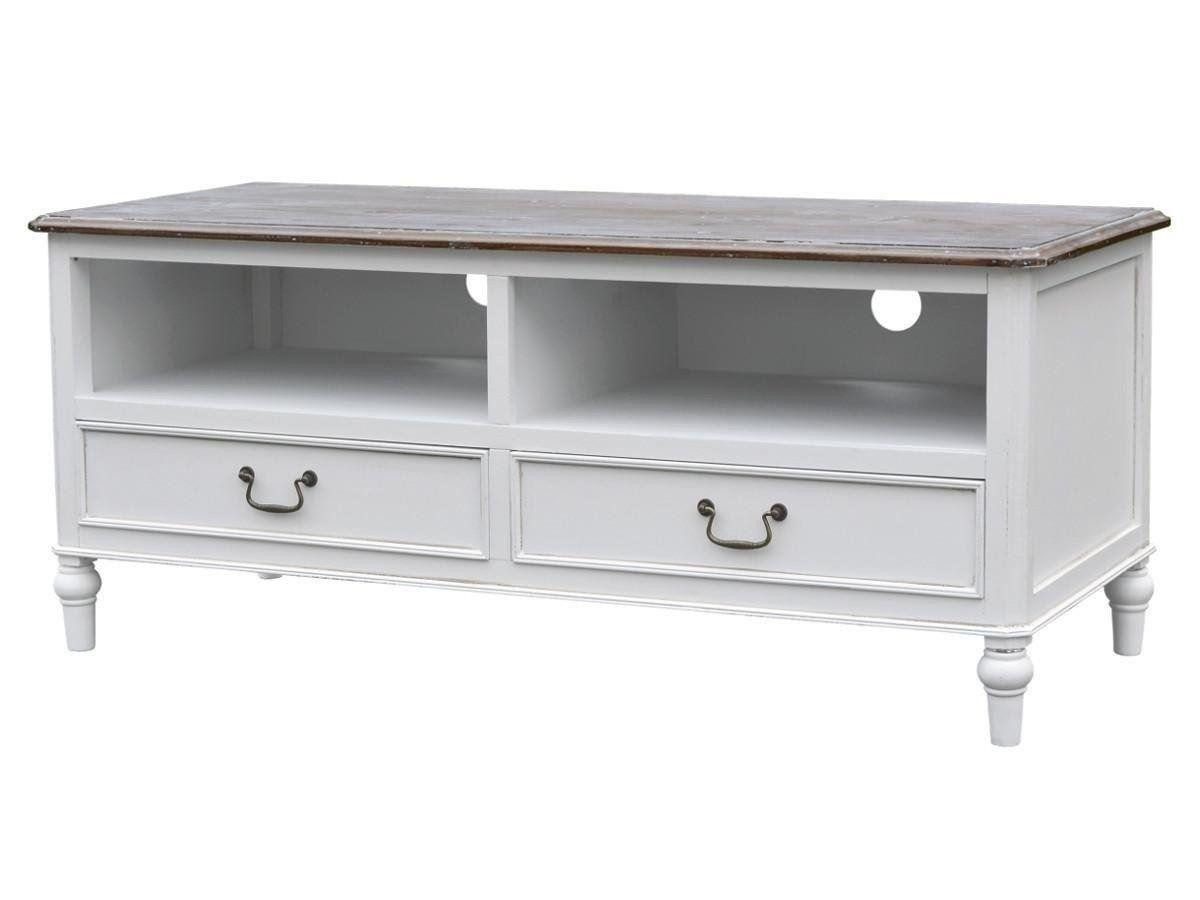 Livin Hill TV-Schrank Ravenna Paulownia-Holz, dunkelbraunes Oberteil, gedrechselte Beine