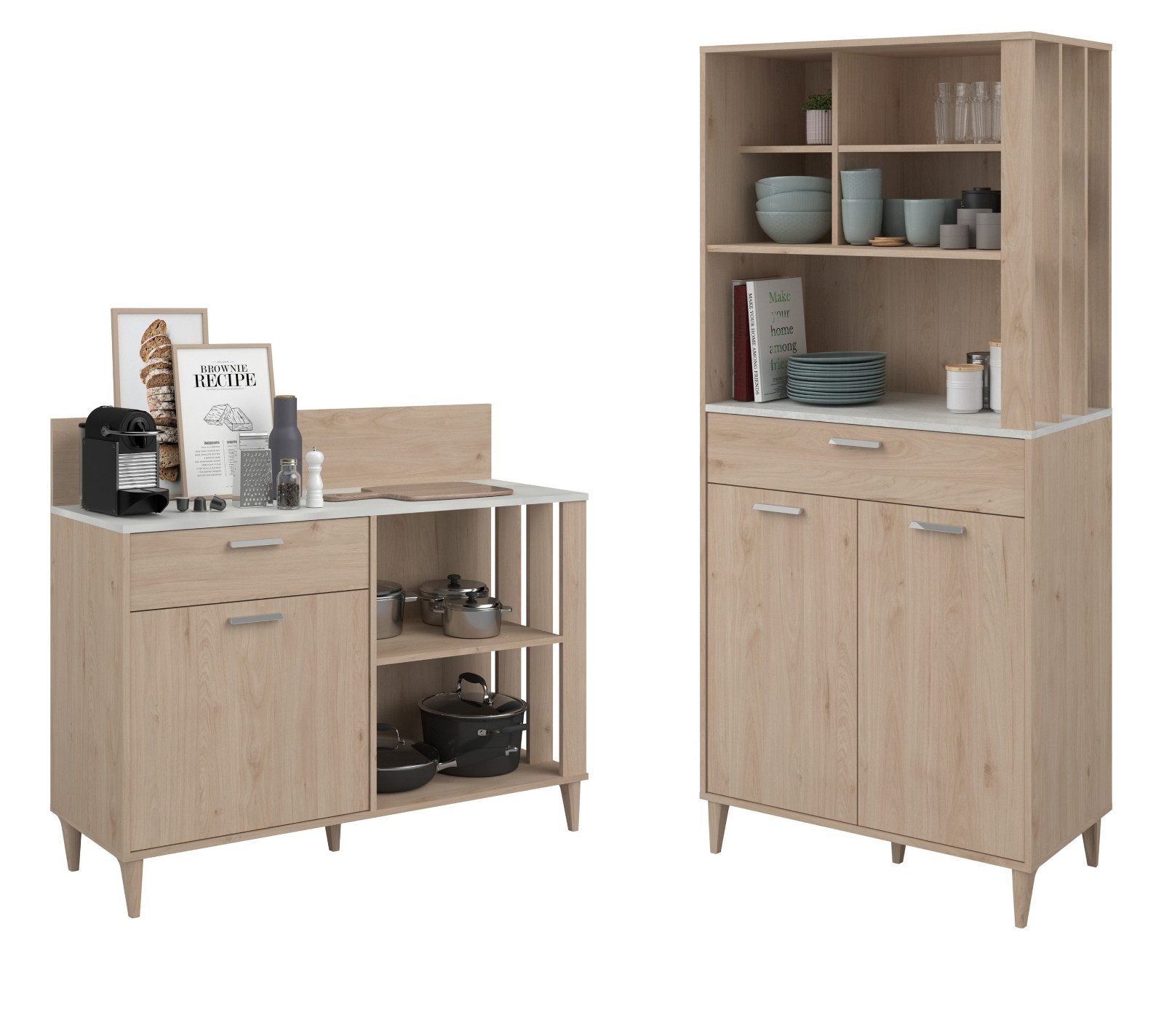 Parisot Küchenbuffet Diner (Set mit Buffet und Anrichte, 2-teilig) mit viel Stauraum