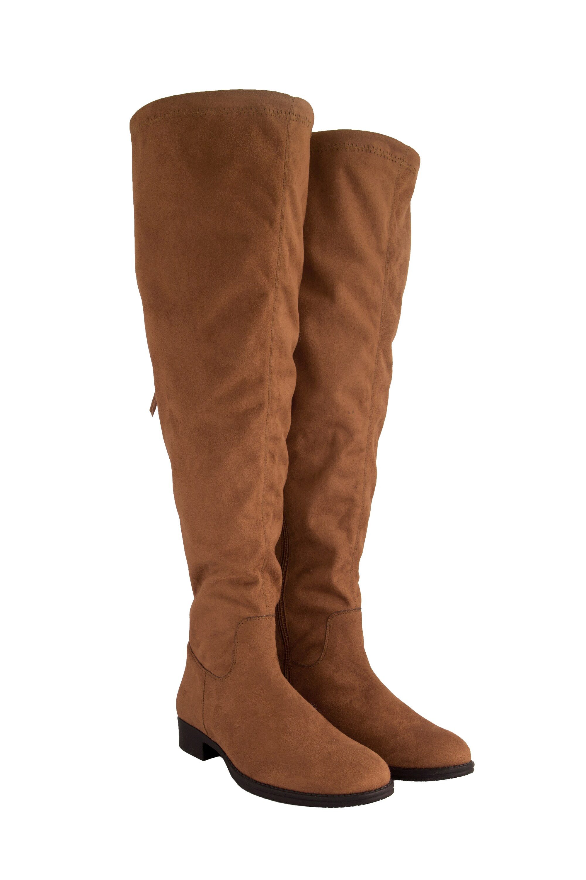 Ulla Popken Overknee-Stiefel Bindeband Reißverschluss Weite H Stiefel günstig online kaufen