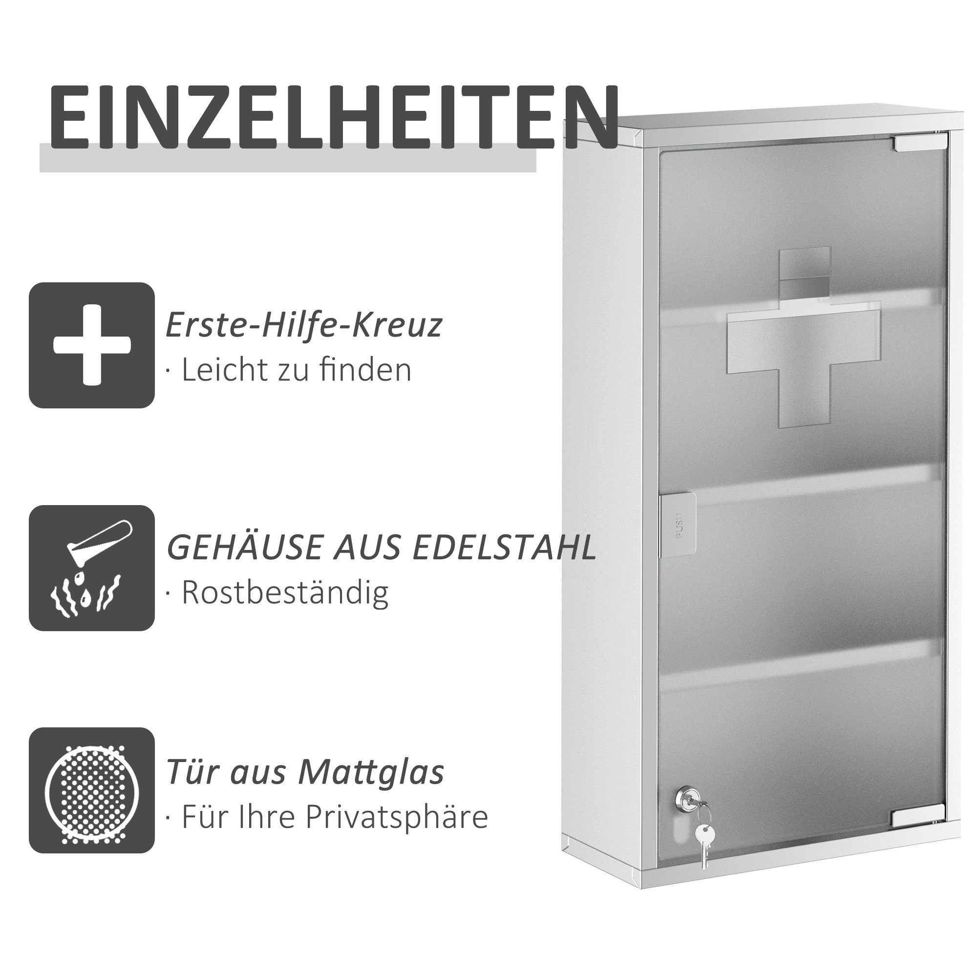 Medizinschrank HOMCOM Fachböden 4 mit Medizinschrank