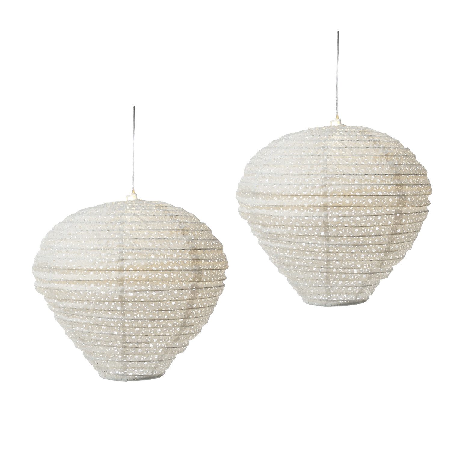 MARELIDA LED Lampion Solar Gartenlampion Ballon weiß D: 30cm Balkon Terrasse 2er Set, LED Classic, warmweiß (2100K bis 3000K)
