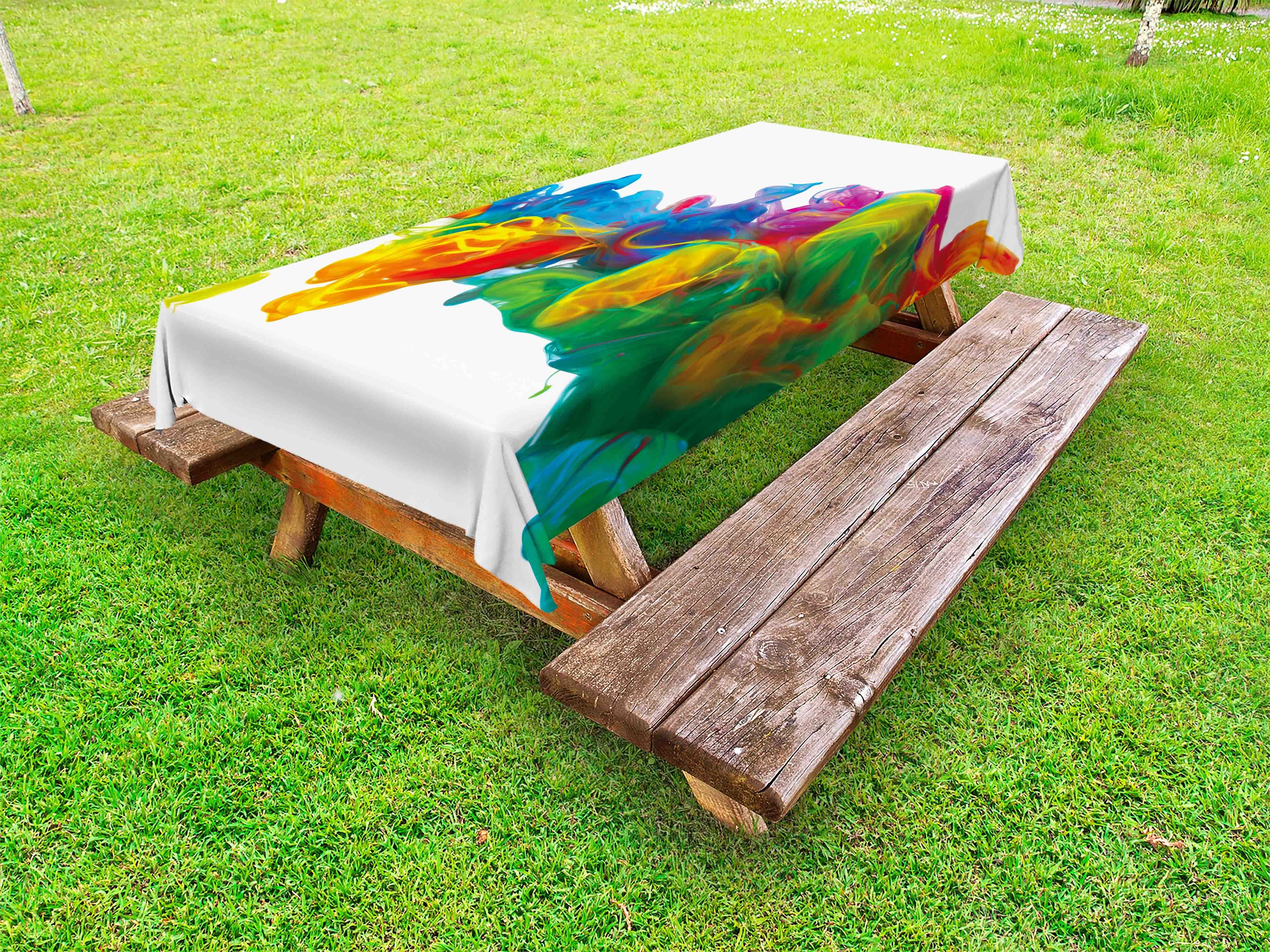 Abakuhaus Tischdecke dekorative waschbare Picknick-Tischdecke, Bunt Unregelmäßige Regenbogen-Rauch