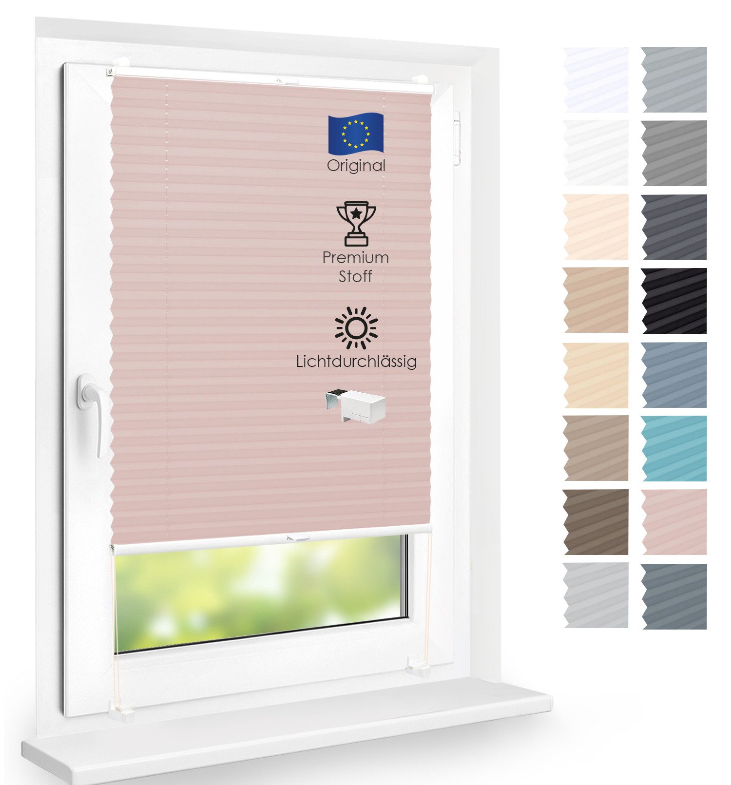 DomDeco Plissee Premium Plissee ohne Bohren, Sichtschutz, lichtdurchlässig, blickdicht, Klemmfix, Klemmfix, UV-beständig, modernes Design, stufenlos