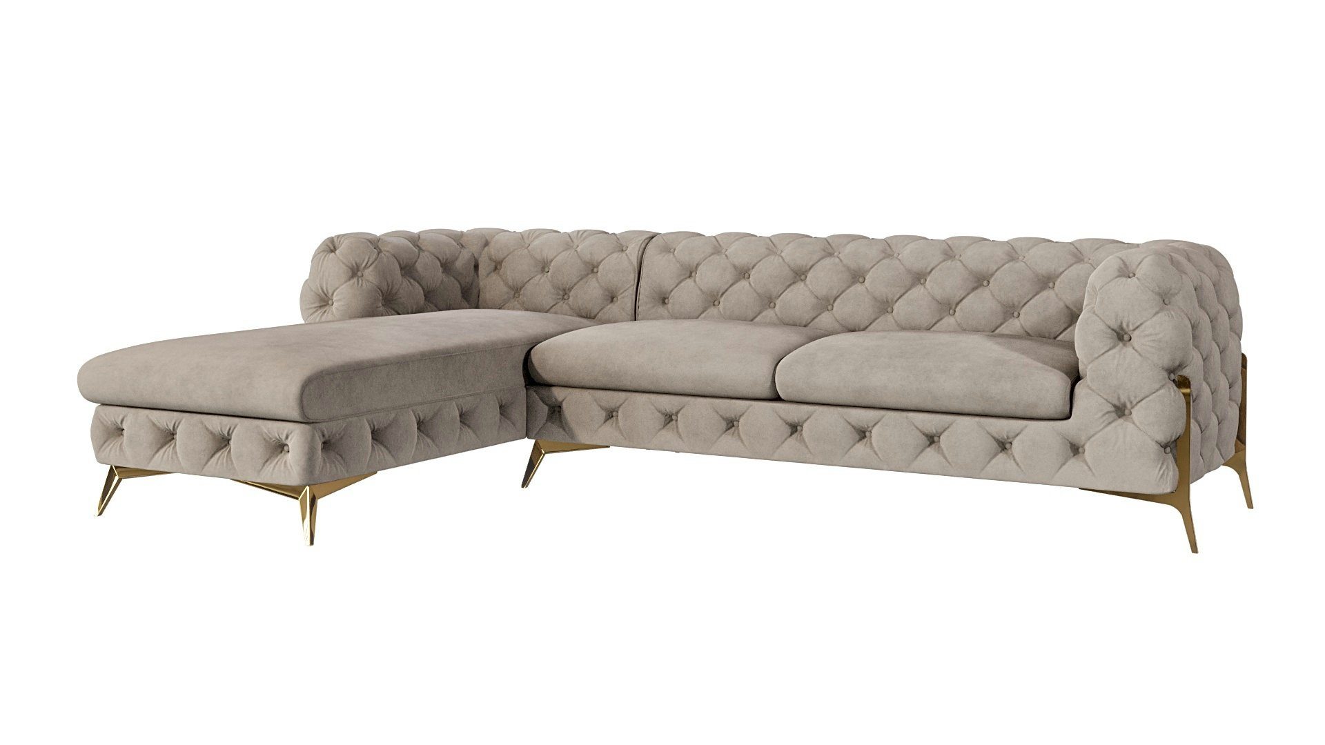 S-Style Möbel Ecksofa Ashley mit Ottomane, Chesterfield mit Goldenen Metall günstig online kaufen
