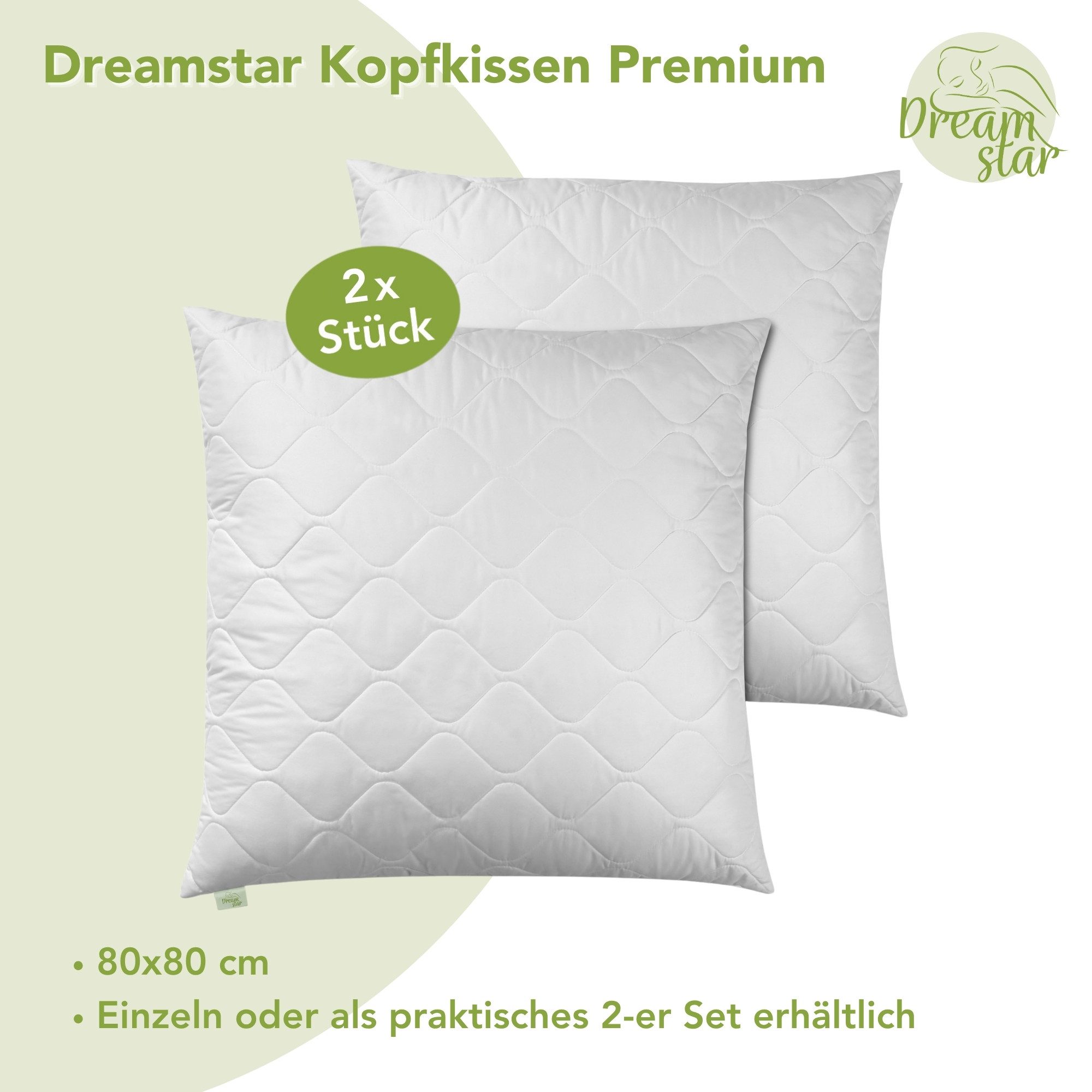 Dreamstar Microfaserkissen gestepptes Kopfkissen 40x80 cm günstig online kaufen