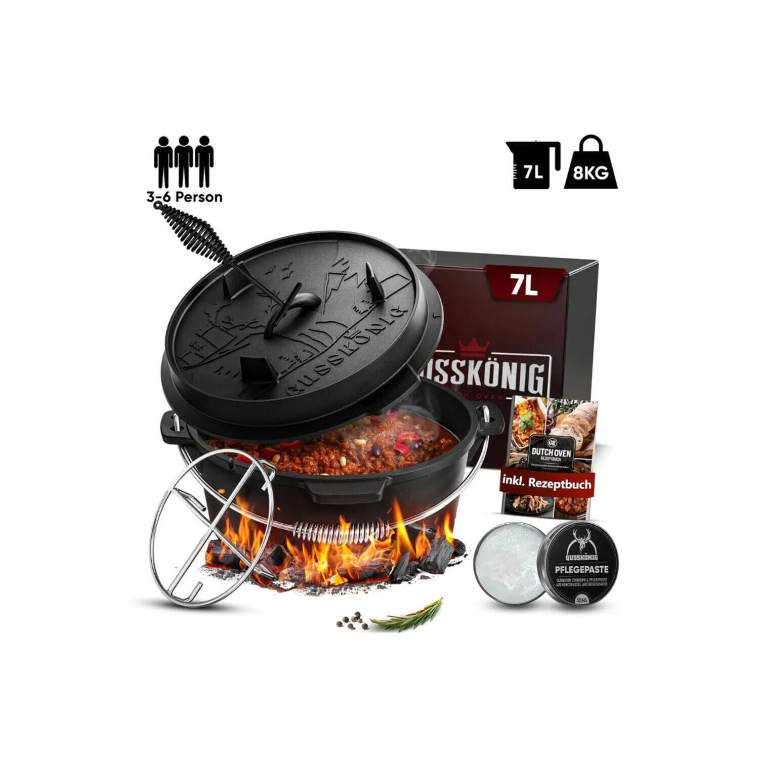 GUSSKÖNIG Bräter Dutch Oven Set 7 L ohne Füße