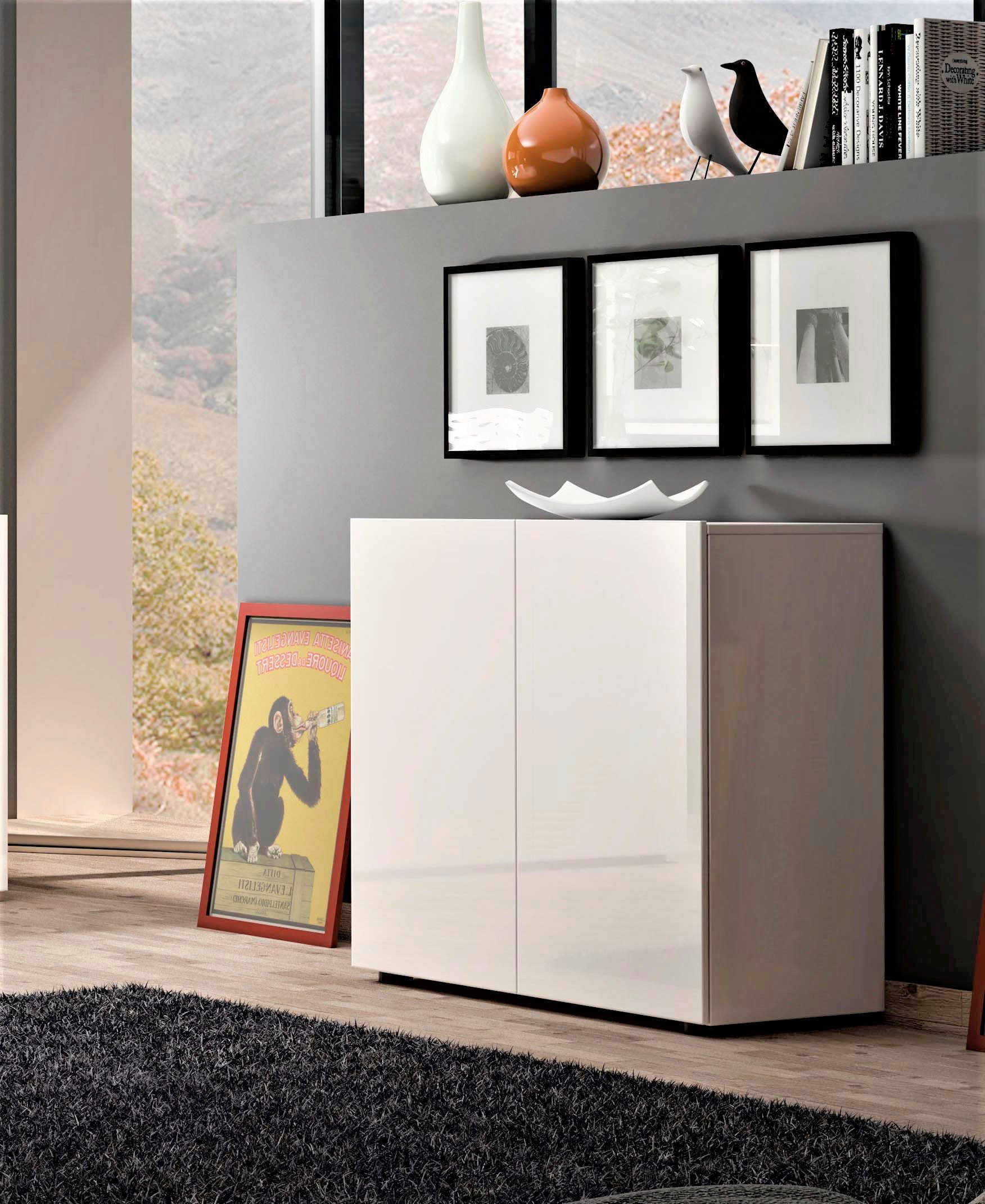 Home affaire Sideboard MISTER, Kommode, Lowboard, Breite 90 cm, Made in Italy, Korpus und Fronten komplett Hochglanz lackiert