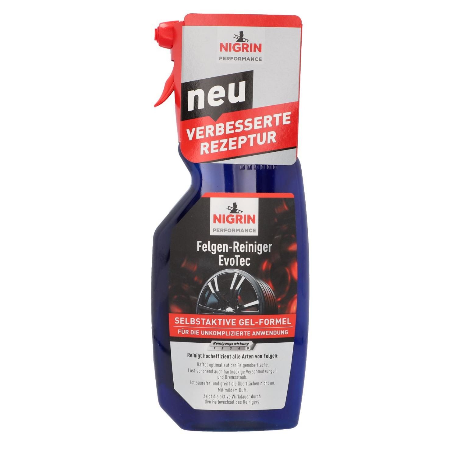 NIGRIN EvoTec Felgen-Reiniger 750ml selbstaktiv Reinigung Felgenreiniger (1-St. 1x Felgen-Reiniger 750ml Gelformel selbstaktiv Reinigung Spray Pflege Alufelgen RDKS-geeignet)