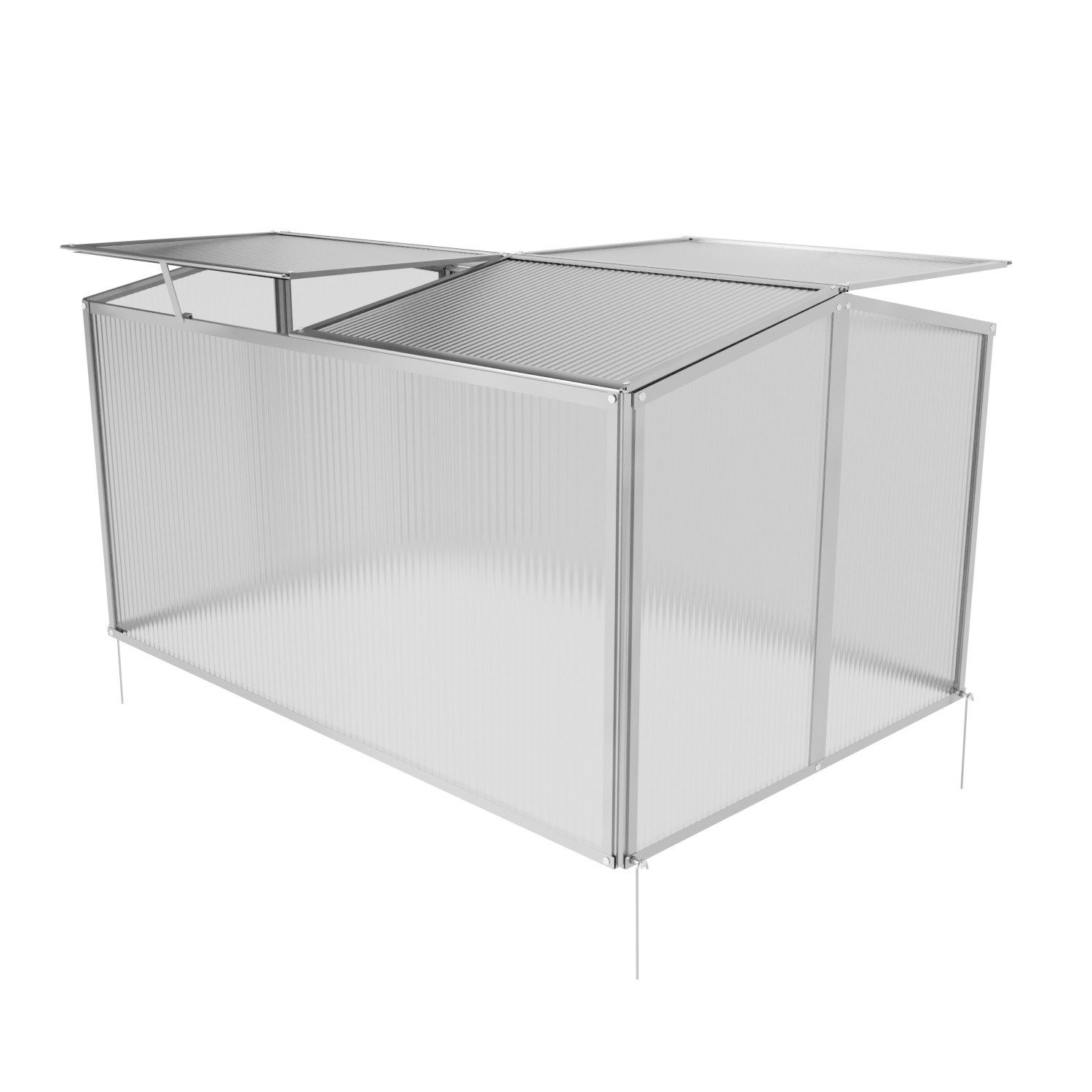 GARMIO Gewächshaus Gewächshaus PROTEA aus Aluminium, 0,92m²,4mm Wand,kompakt,UV-beständig, BxTxH: 115 x 115 x 68 cm, wetterfest und stoßfest, auch für den kleinen Garten geeignet, für Schrebergarten, mit vier (4) Dachfenstern für optimale Belüftung, in kompakter Größe, winterfest, Dachfenster, für Selbstversorger