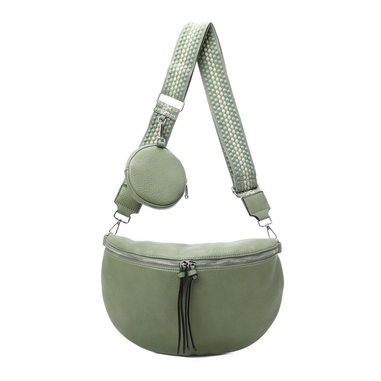 Schultertasche Damen Brusttasche Umhängetasche CrossBody Lederoptik Bag + Muster Gurt