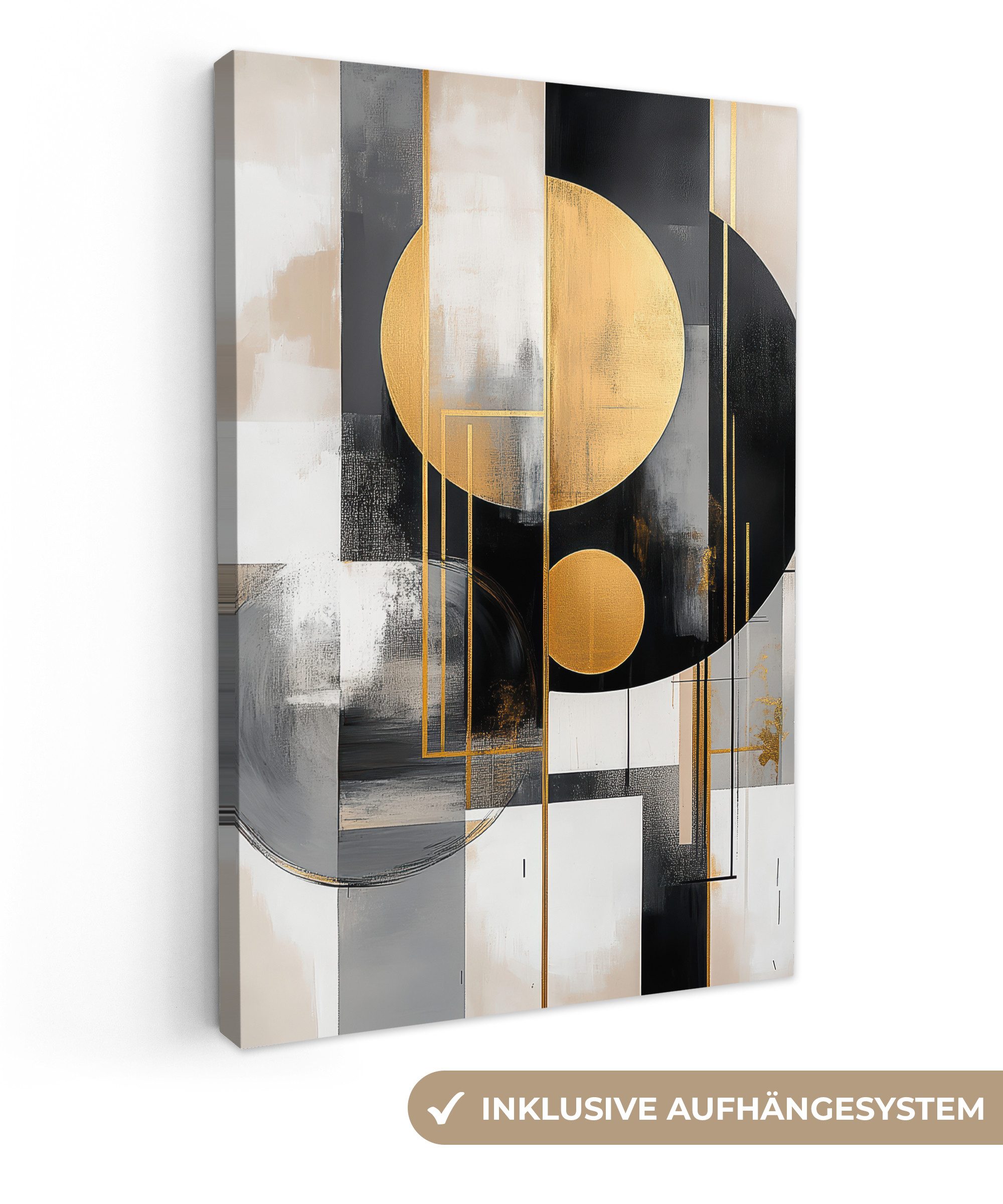 OneMillionCanvasses® Leinwandbild Abstrakt - Gold - Silber - Formen - Ästhe günstig online kaufen