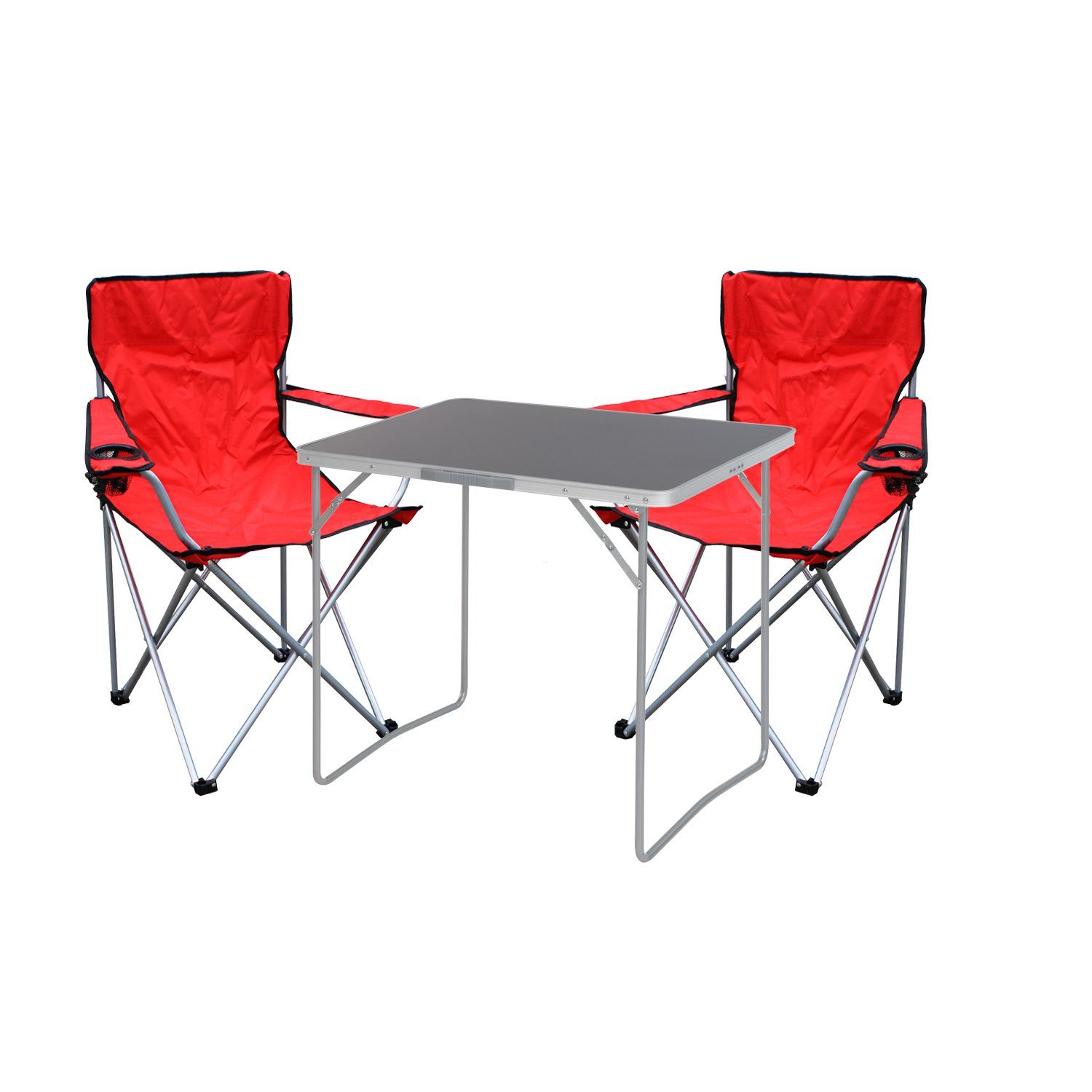 Mojawo Essgruppe 3-tlg Campingmöbel Set Campingtisch Anglerstuhl L80xB60xH68cm klappbar