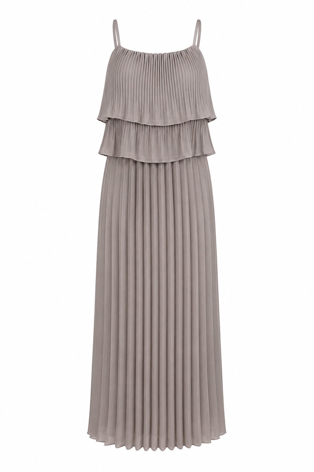 ITALY VIBES Plisseekleid - Maxi-Kleid Damen - langes Abendkleid mit Spaghettiträgern ONE SIZE - passend für Größen S-L