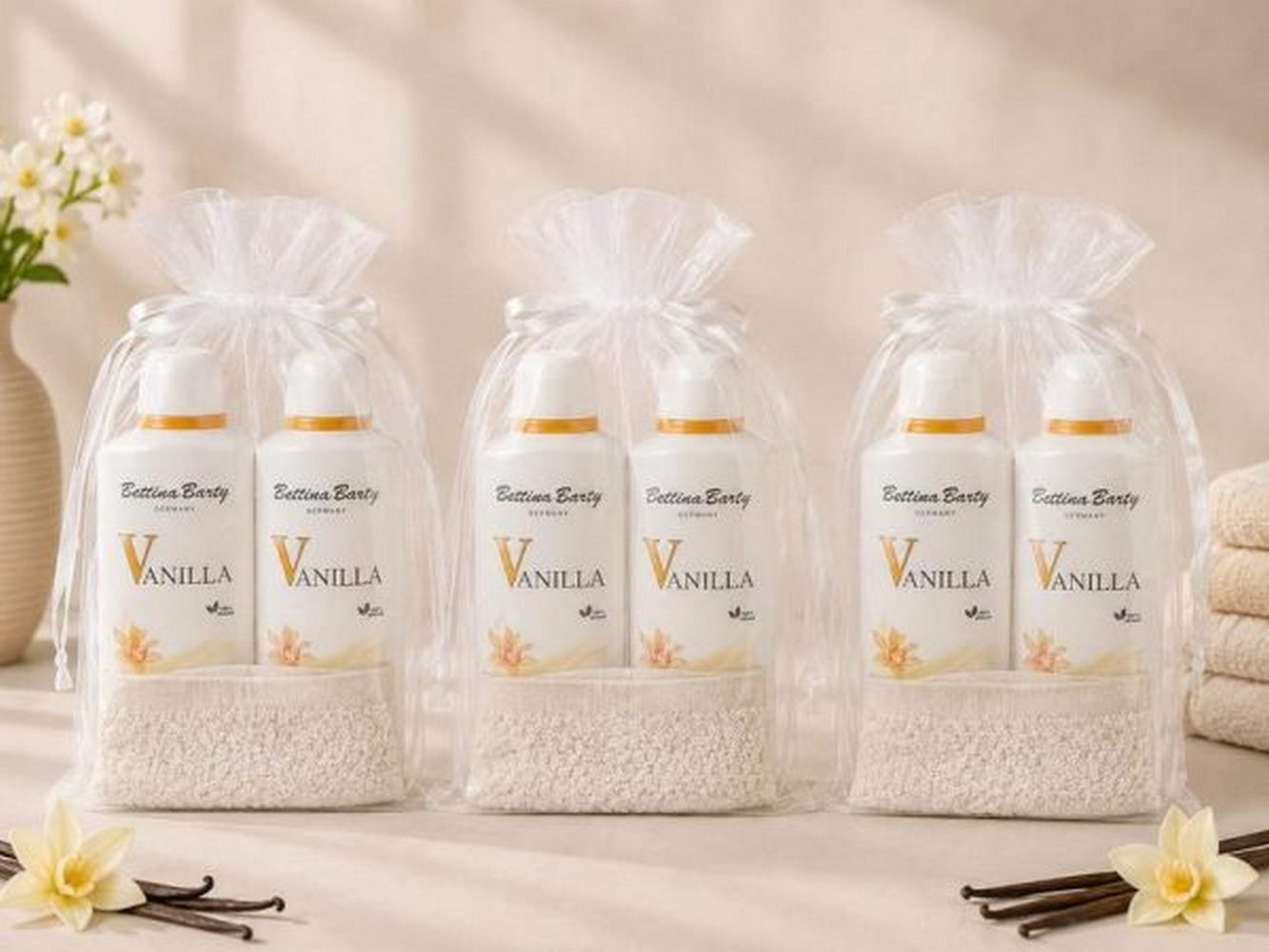 Bettina Barty Pflege-Geschenkset BettinaBarty Vanilla Geschenkset3xDuschgel3xBodylotion3xWaschhandschuh Geschenkset
