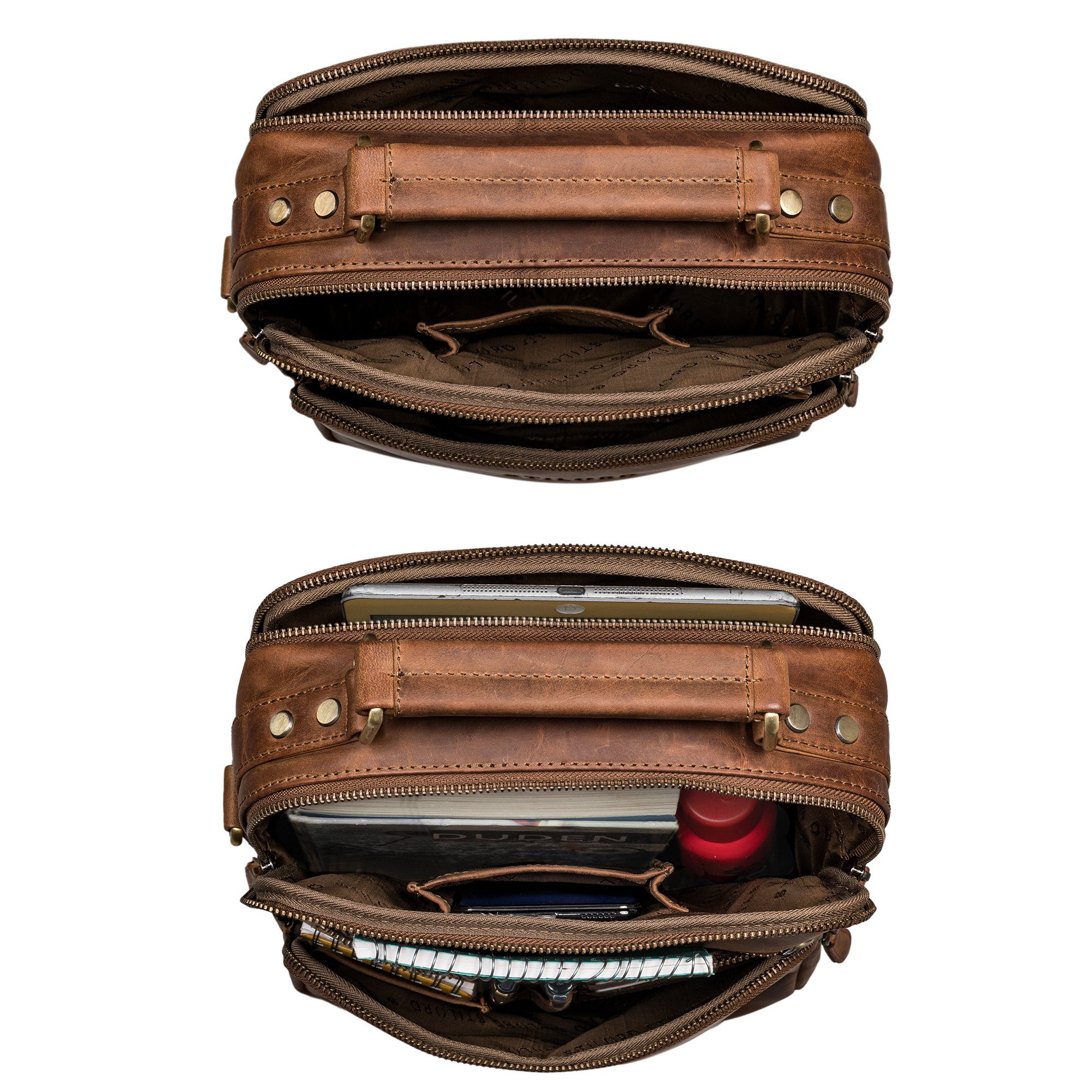 STILORD Schultertasche "Joe" Modische Herrentasche mit Handgriff zum Umhängen aus Leder – Bild 4 von 5