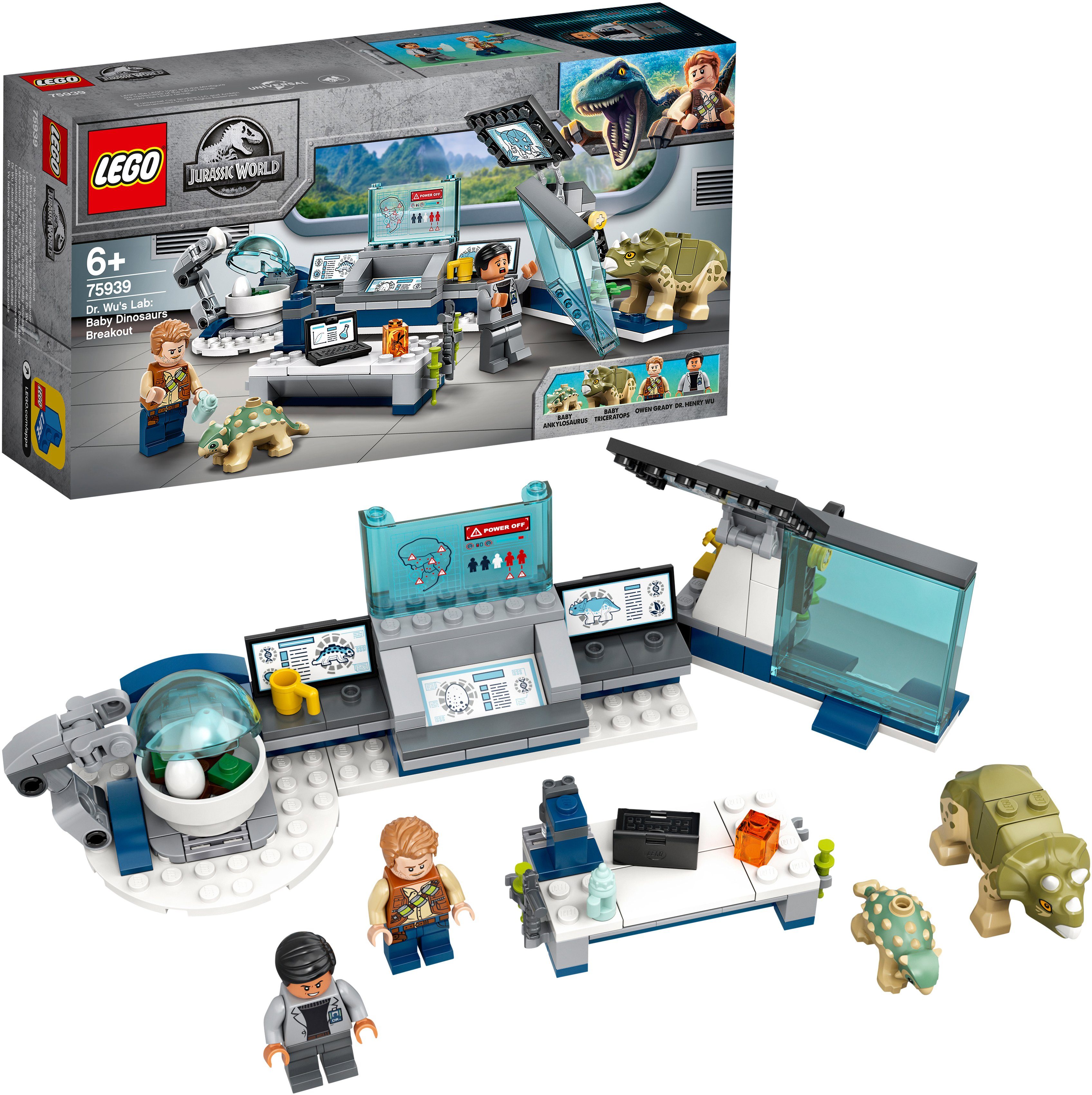 Image of LEGO® Konstruktionsspielsteine »Dr. Wus Labor: Ausbruch der Baby-Dinosaurier (75939), LEGO® Jurassic World™«, (164 St)