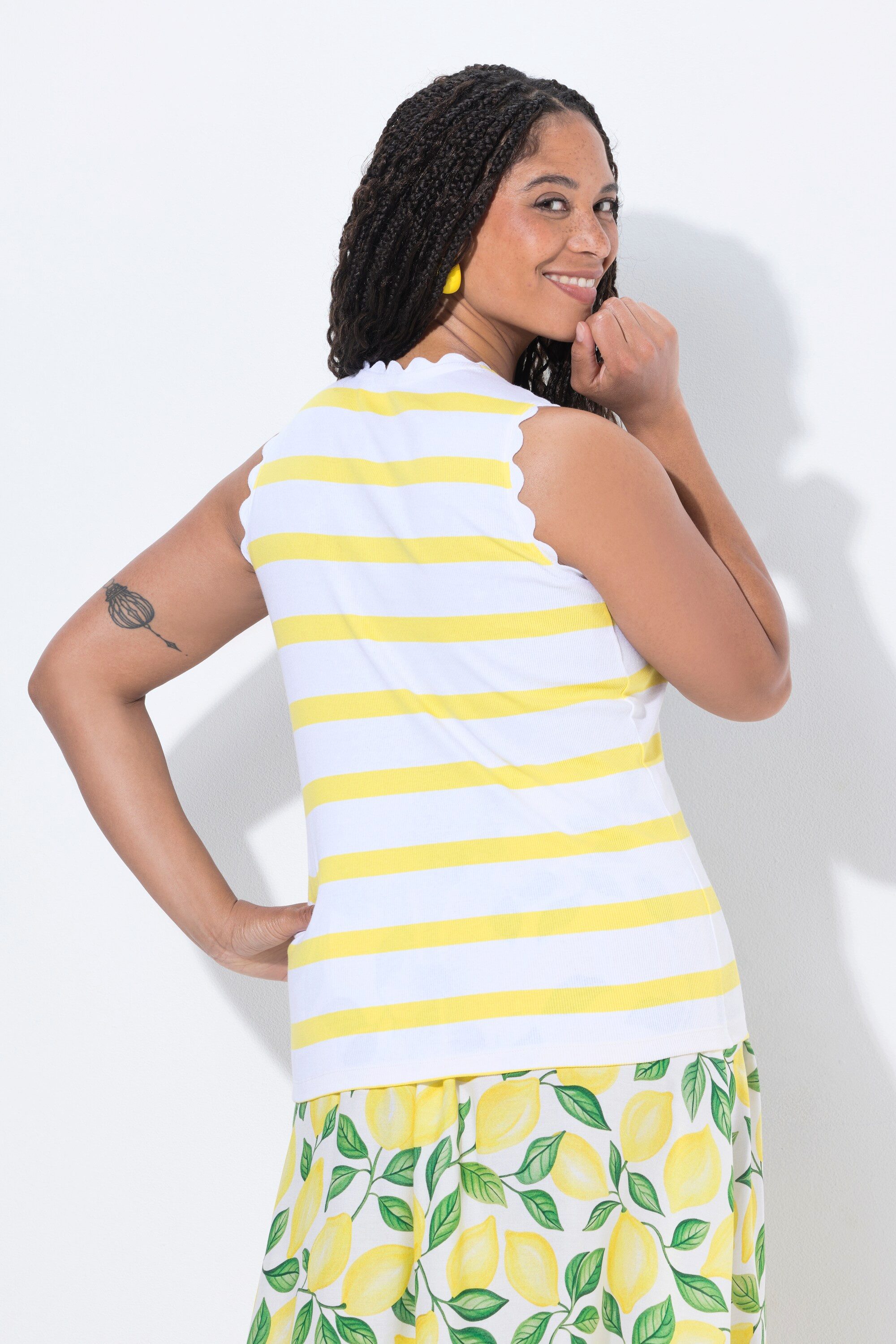 MIAMODA Longtop Ripptop Slim Fit Streifen Rundhals
