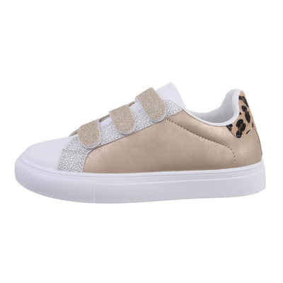 Ital-Design Damen Low-Top Freizeit Sneaker Flach Sneakers Low in Gold