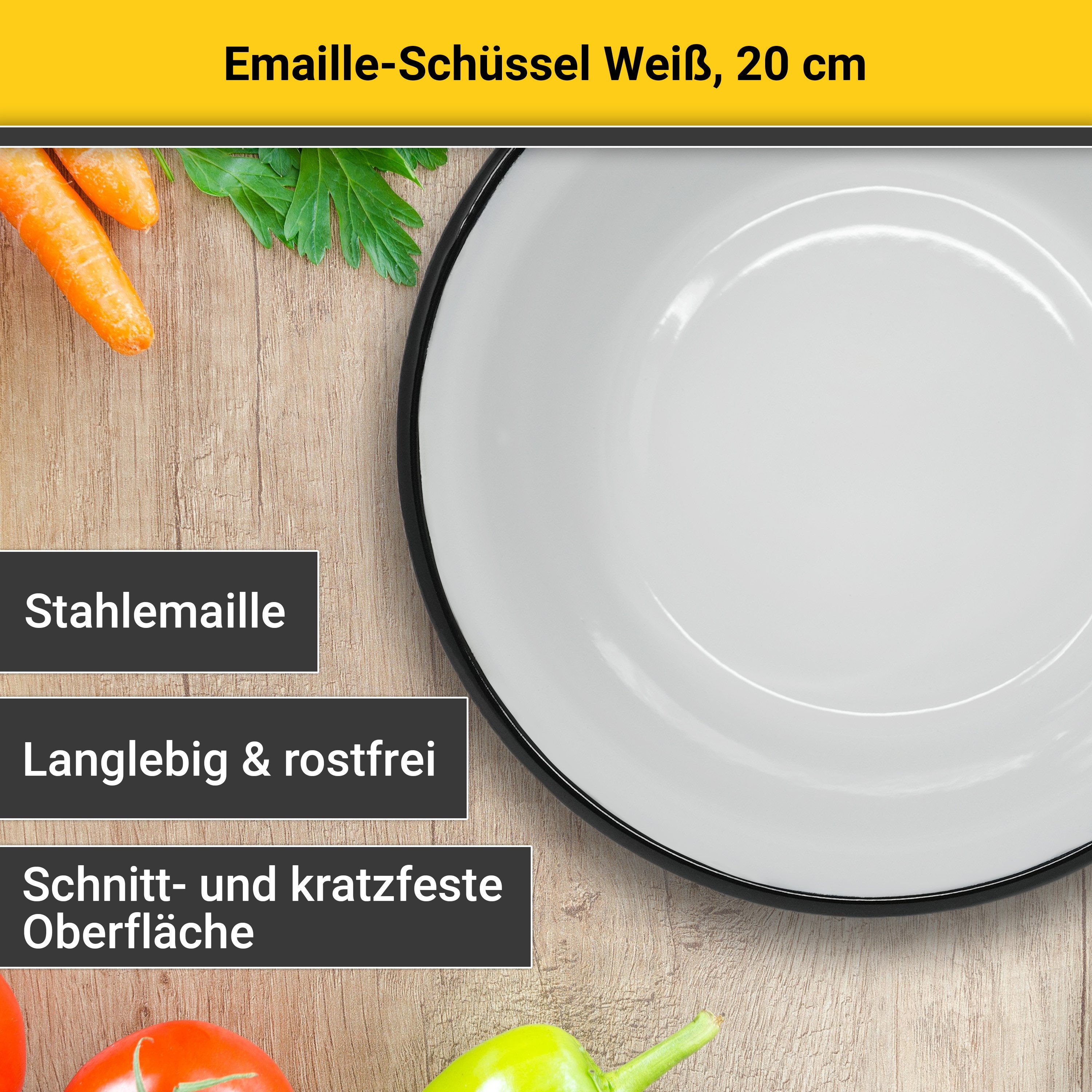 Krüger Schüssel Emaille-Schüssel, Emaille, (1-tlg), emailliert, geruchsneutral, geschmacksneutral, kratzfest, schnittfest