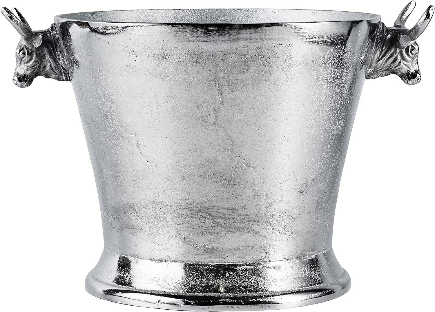 Wein- und Sektkühler Champagnerkühler Stierkopf Flaschenkühler Aluminium Silber XL 39 cm