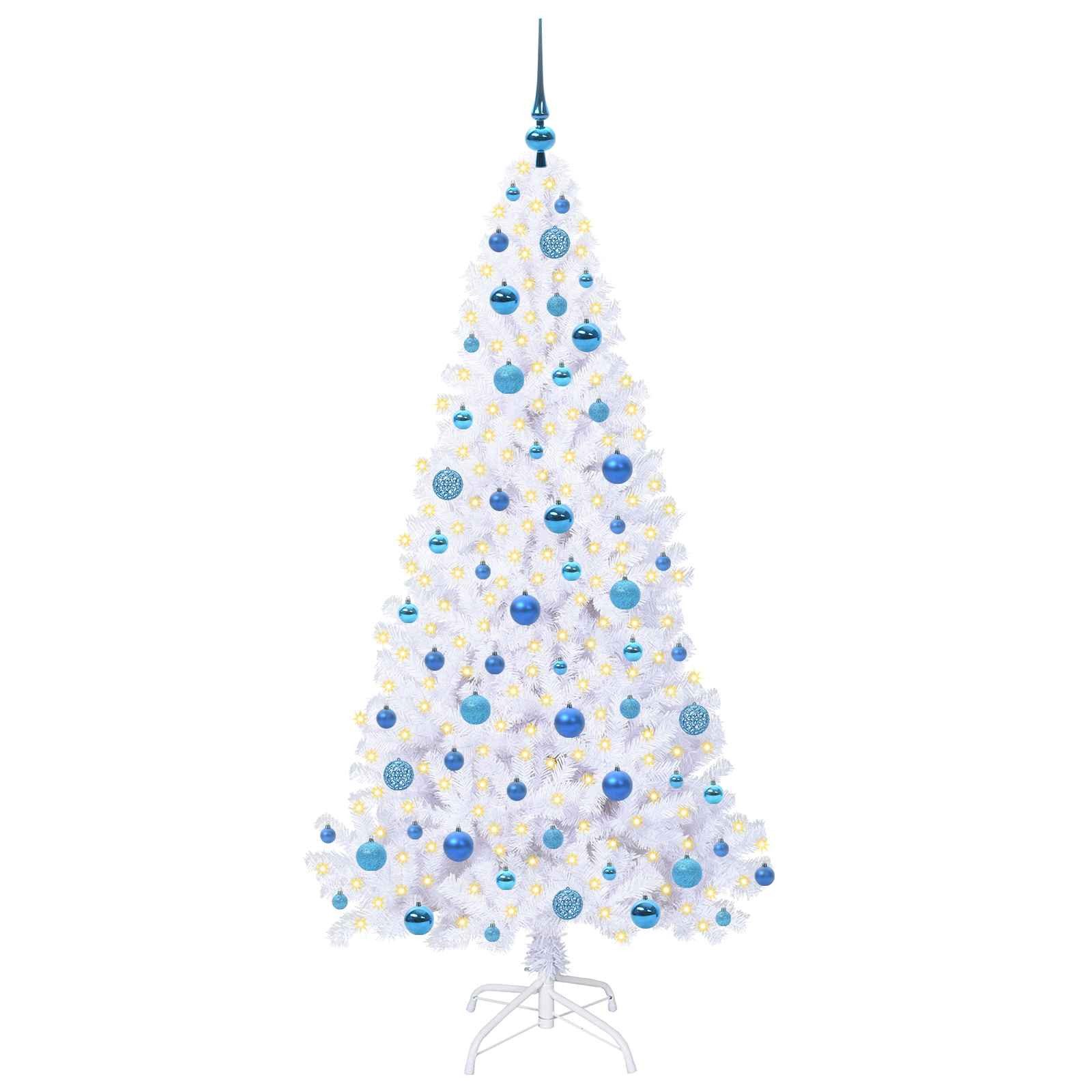 vidaXL Künstlicher Weihnachtsbaum Künstlicher Weihnachtsbaum Weiß 180 cm PVC und Stahl