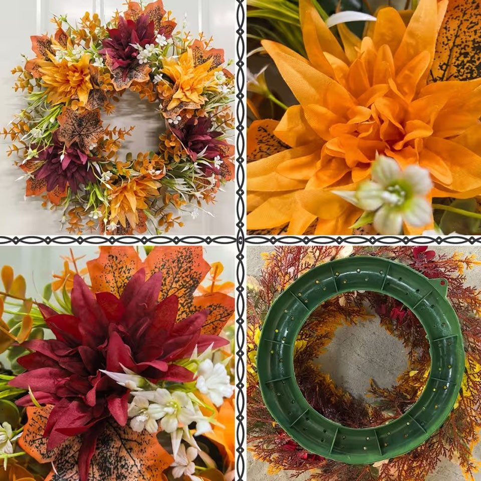 Agger Dekokranz Herbstlicher Thanksgiving-Kranz, Herbstlicher Ahornblatt-Kranz, geeignet zur Dekoration von Wänden, Veranden und Wohnzimmern – Bild 5 von 5