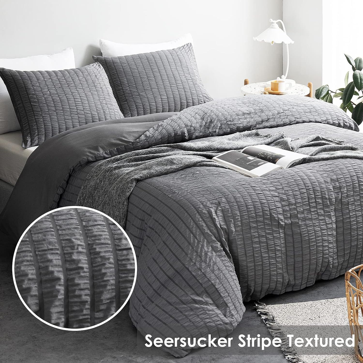 ibettertec Bettwäsche Seersucker Bettwäsche 135x200cm,200x200cm,Wendebettwä günstig online kaufen