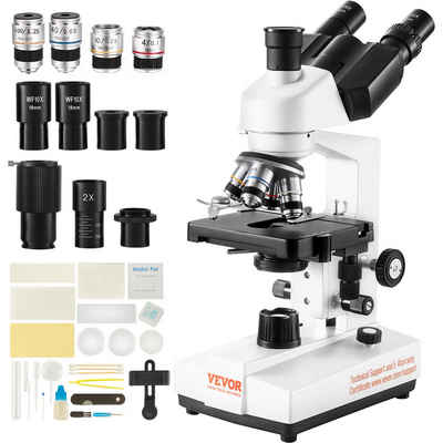 VEVOR VEVORTrinokulares Mikroskop 10X, 25X, 2X Hilfslinse Compound Mikroskop Labormikroskop