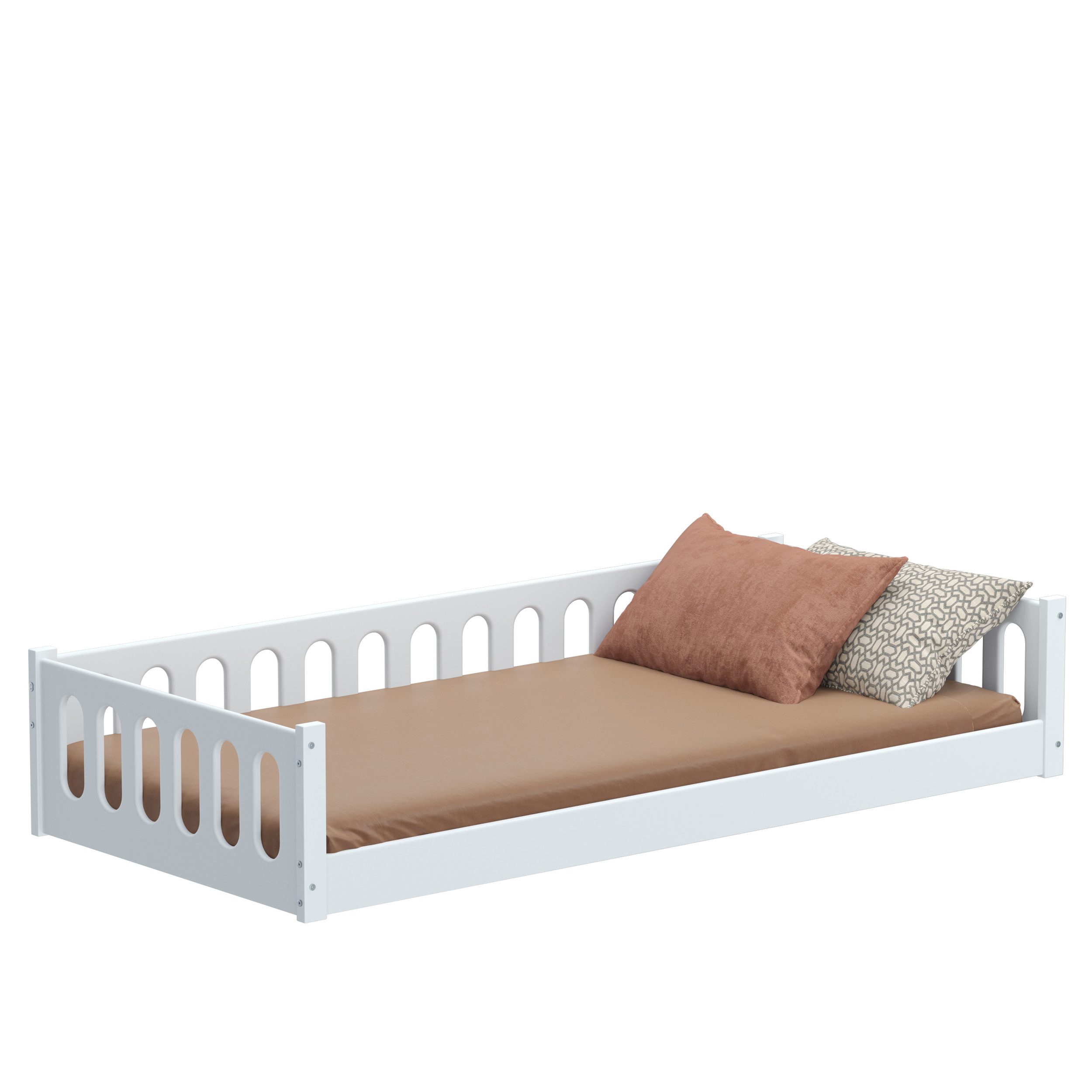 CADANI Kinderbett MONTE Bodenbett mit abnehmbaren Rausfallschutz - bis 200 kg belastbar (90x200 cm 2in1 Bodenbett, inkl. Roll-Lattenrost & Zusatz-Seitenteil), 2 – Bild 5 von 5