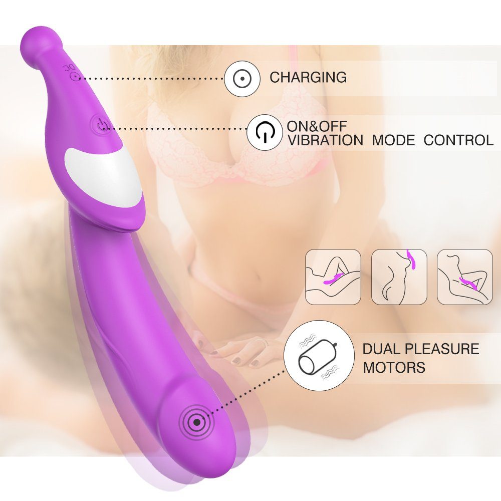 Kugelkopf Vibrator 9 Stimulation Doppel-Vibrator Sex Spielzeug Klitoris (Packung, Lila, S-Hand 2-tlg) modi