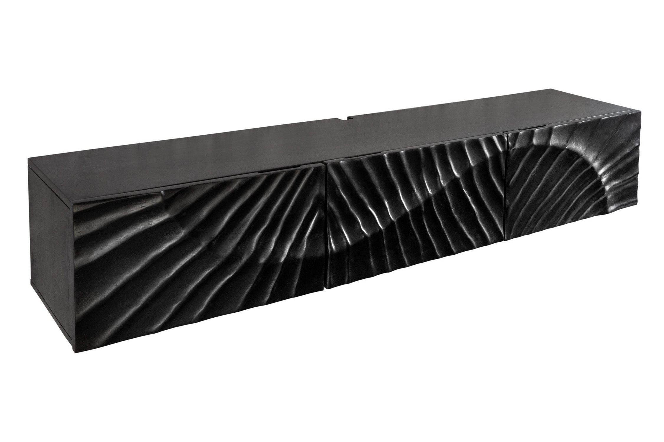 Licht-Erlebnisse TV-Board LORIEN, Schwarz 160 cm Mangoholz Handarbeit hängend