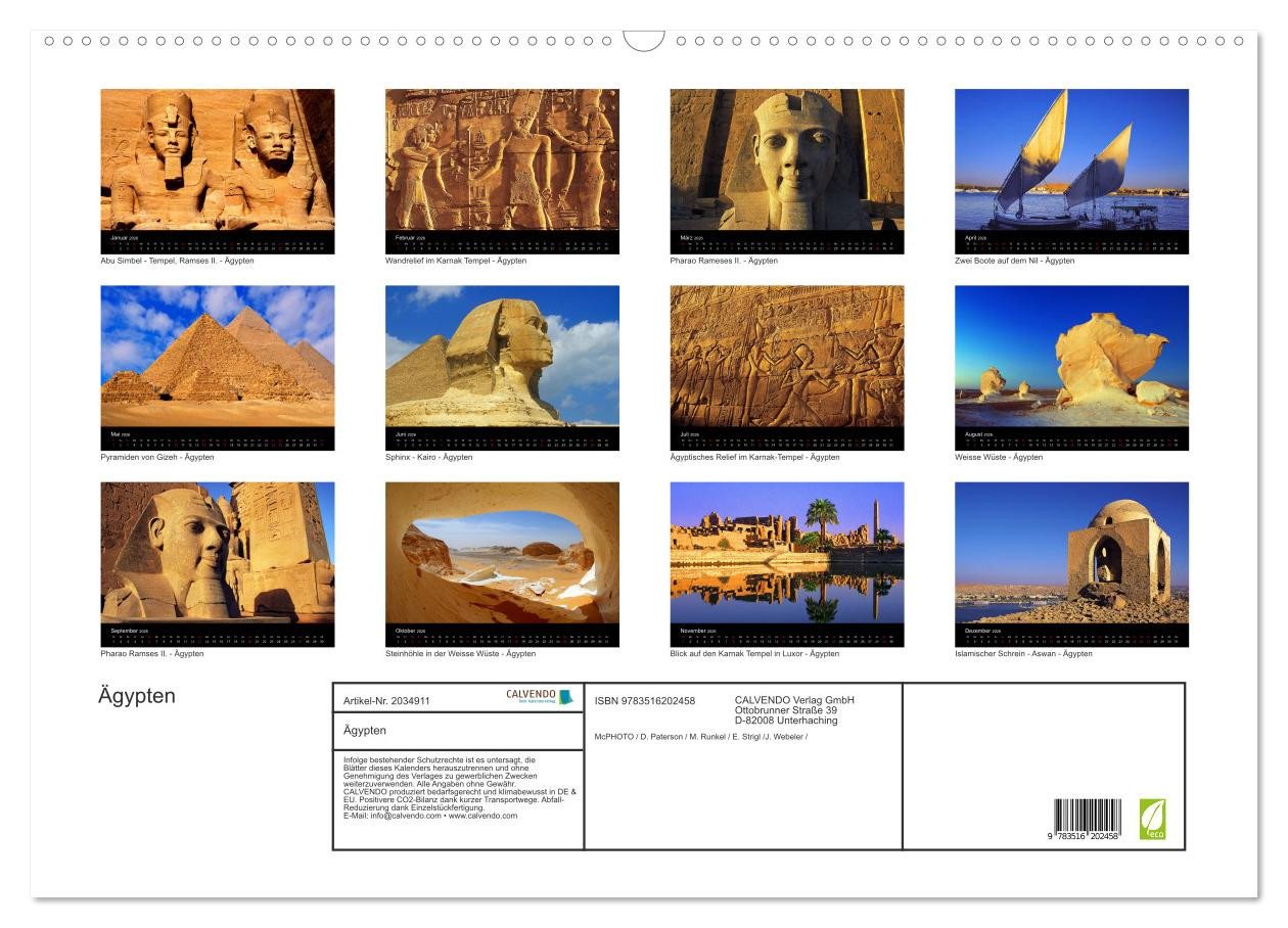 Thumbnail - CALVENDO Wandkalender Ägypten (Wandkalender 2026 DIN A2 quer), CALVENDO Monatskalender