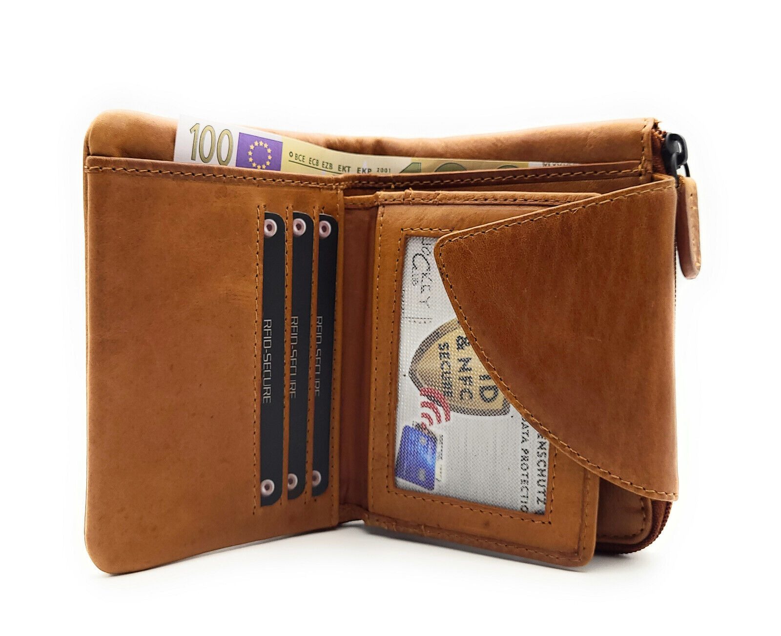 JOCKEY CLUB Geldbörse kompaktes echt Leder Portemonnaie, Geldbeutel mit RFI günstig online kaufen