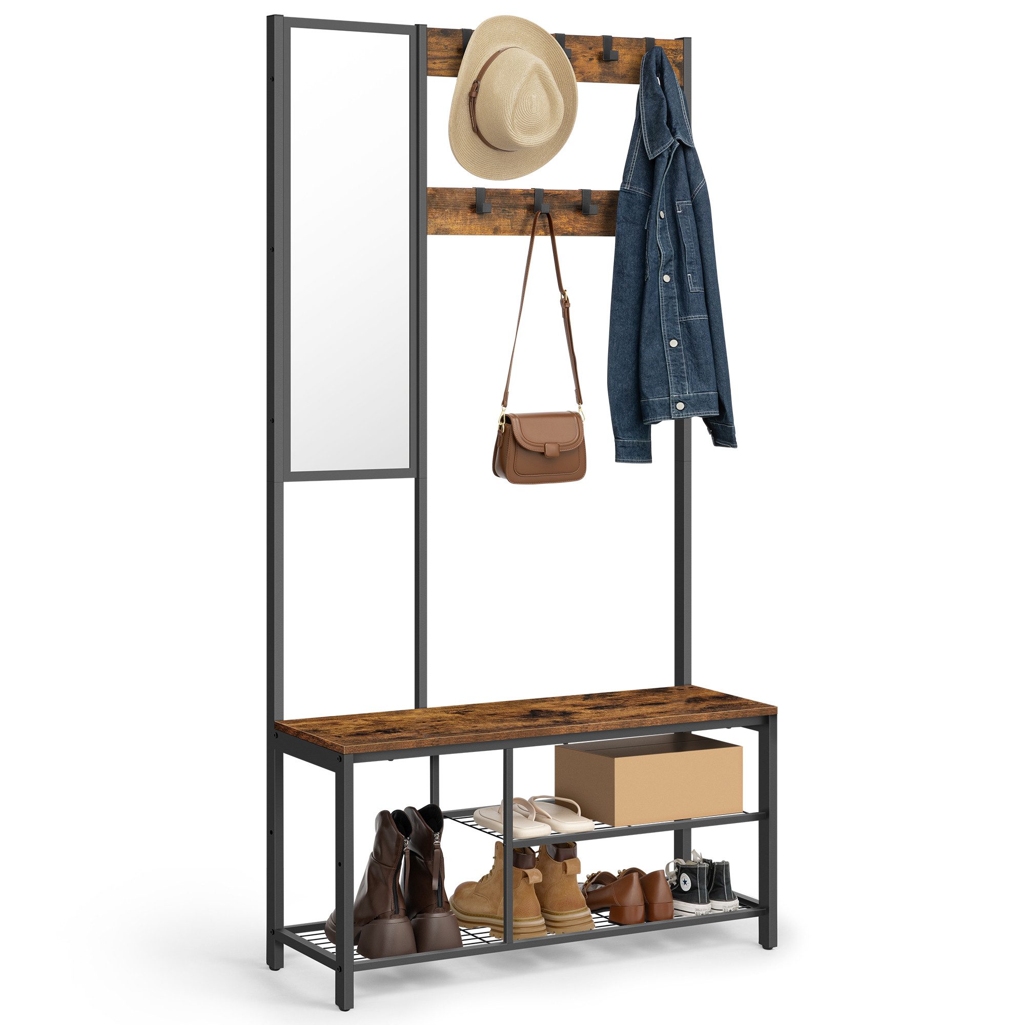 VASAGLE Garderobenständer Garderobe, Spiegel, Schuhregal mit günstig online kaufen