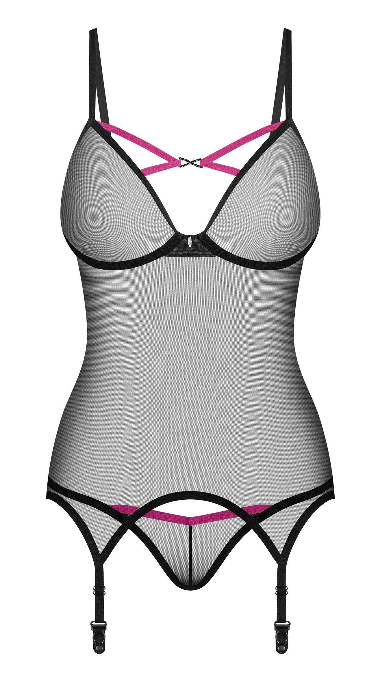 Obsessive Corsage Strapshemd mit String, Strumpfhalter