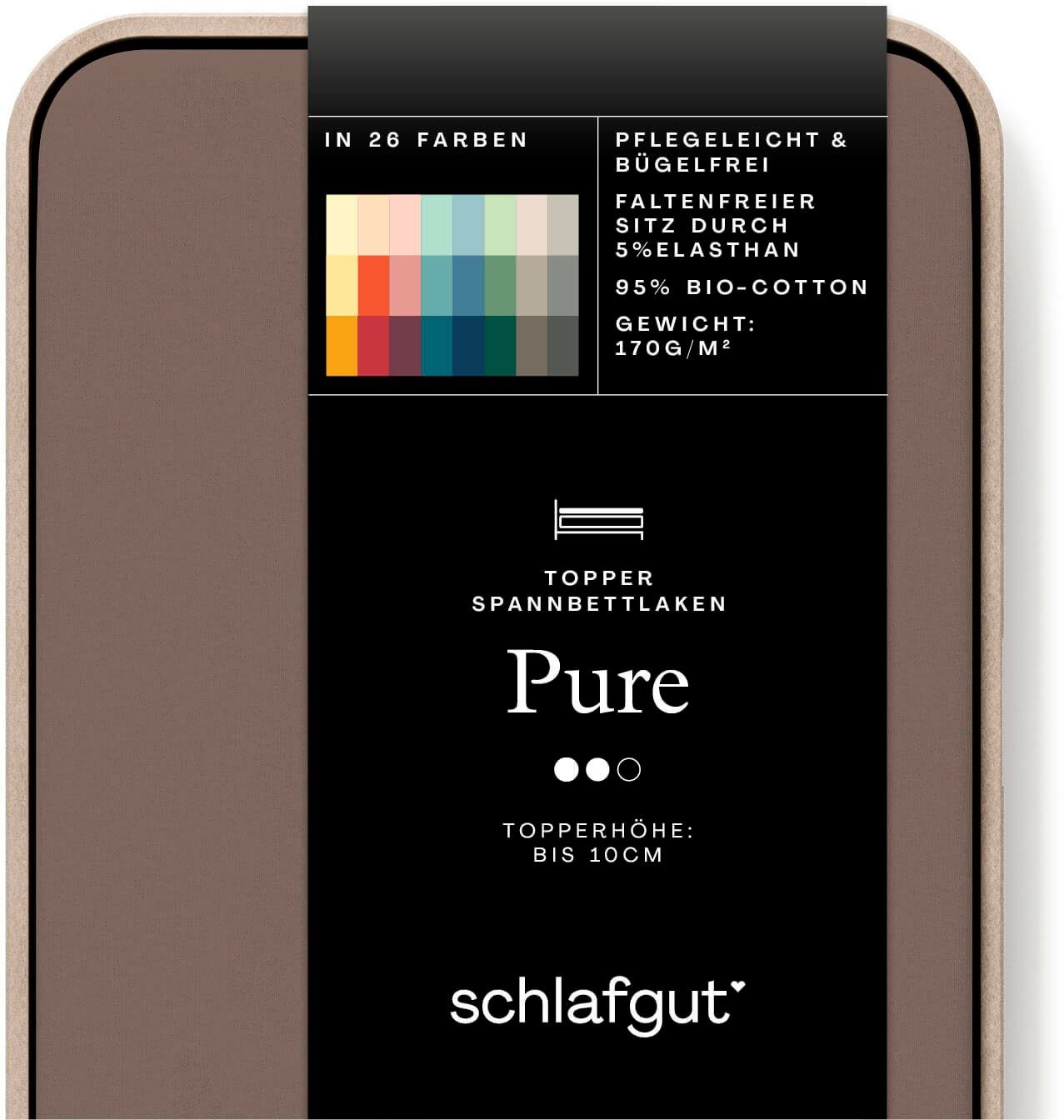 Schlafgut Spannbettlaken PURE TOPPER Bio-Baumwolle mit Elasthan 170 g/m² für Topper bis 10 cm, Jersey-Elasthan, Gummizug: rundum, (1 Stück), PREMIUM Laken für M – Bild 2 von 5