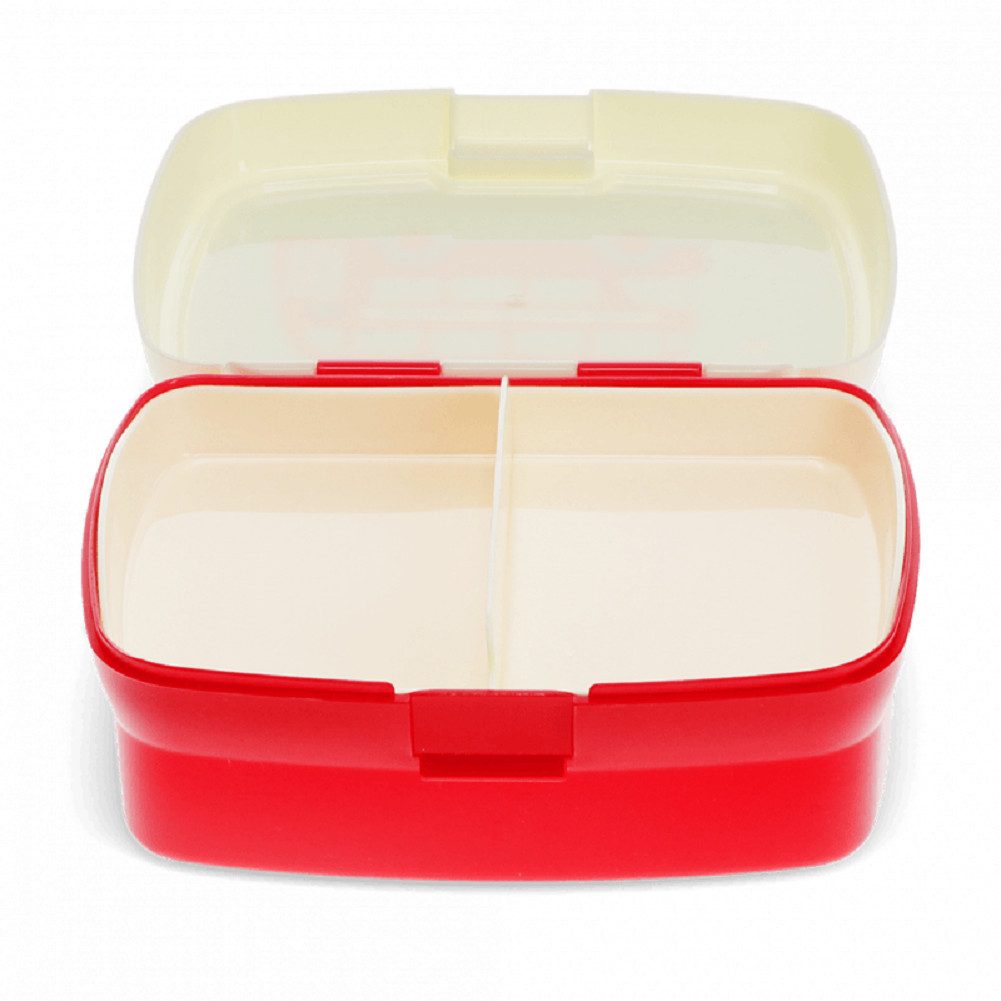 Rex London Lunchbox mit herausnehmbaren Fach Routemaster Bus, Kunststoff, BPA-frei, (mit Clipverschluss, 2-tlg., ca. 17 x 13 x 7,5 cm), London Doppeldecker-Motiv Snack Obst Behälter Dose Box