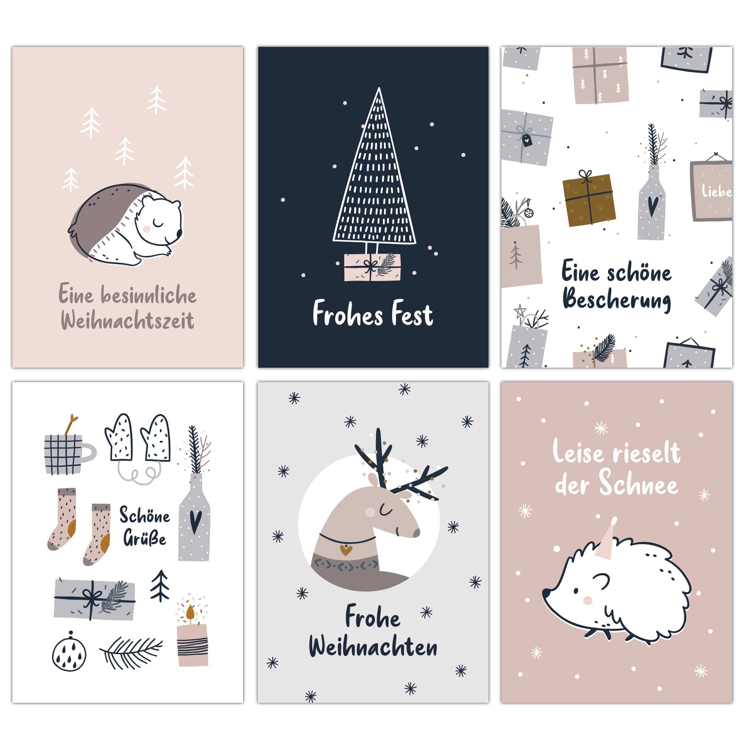 PAPIERDRACHEN Weihnachtskarte Weihnachtskartenset - liebevoll gestaltete Postkarten zu Weihnachten