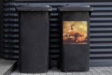 MuchoWow Wandsticker Kürbis - Herbst - Tannenzapfen - Obst - Apfel (1 St), Mülleimer-aufkleber, Mülltonne, Sticker, Container, Abfalbehälter
