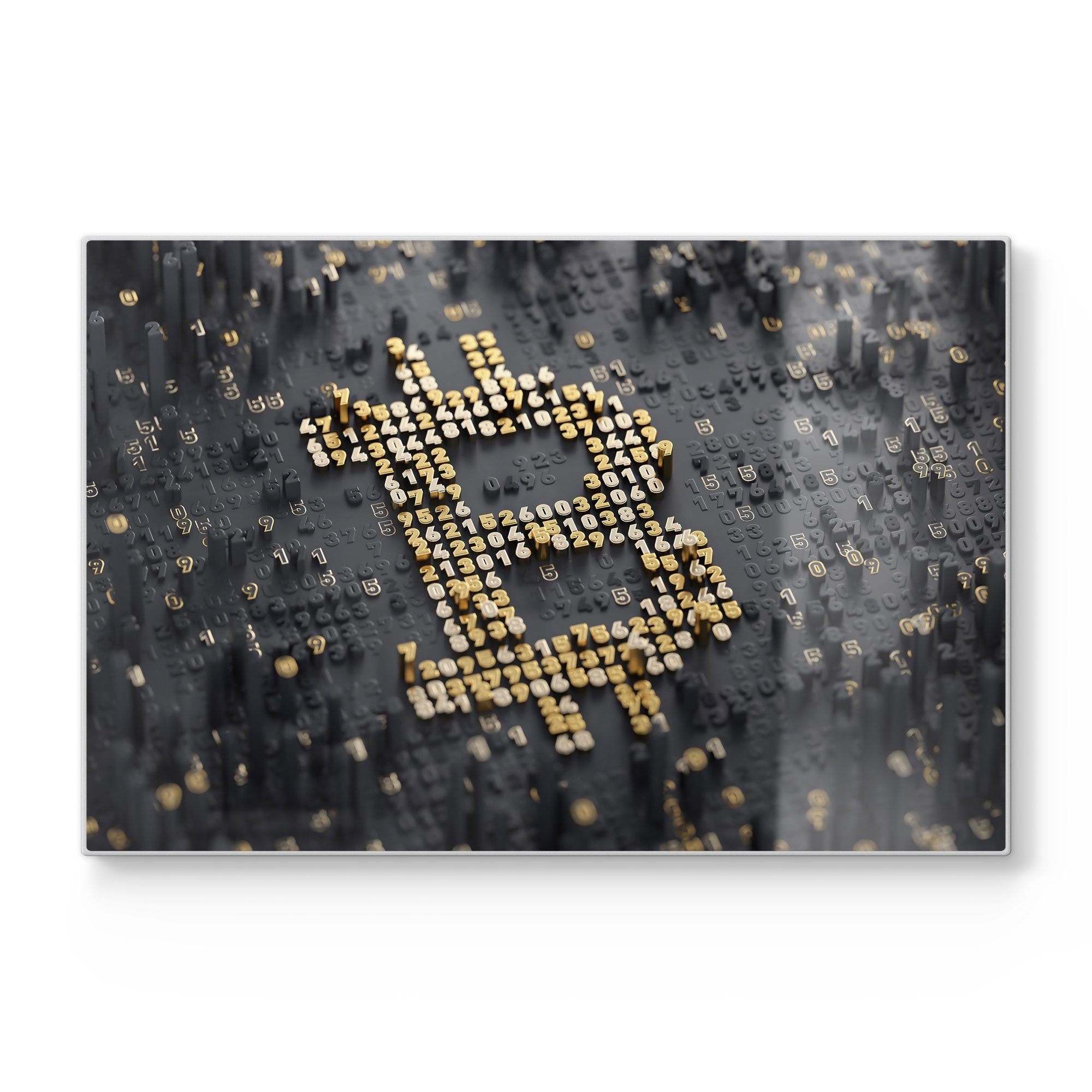 DEQORI Schneidebrett 'Bitcoin Währungszeichen', Glas, Platte Frühstücksbrett Schneideplatte