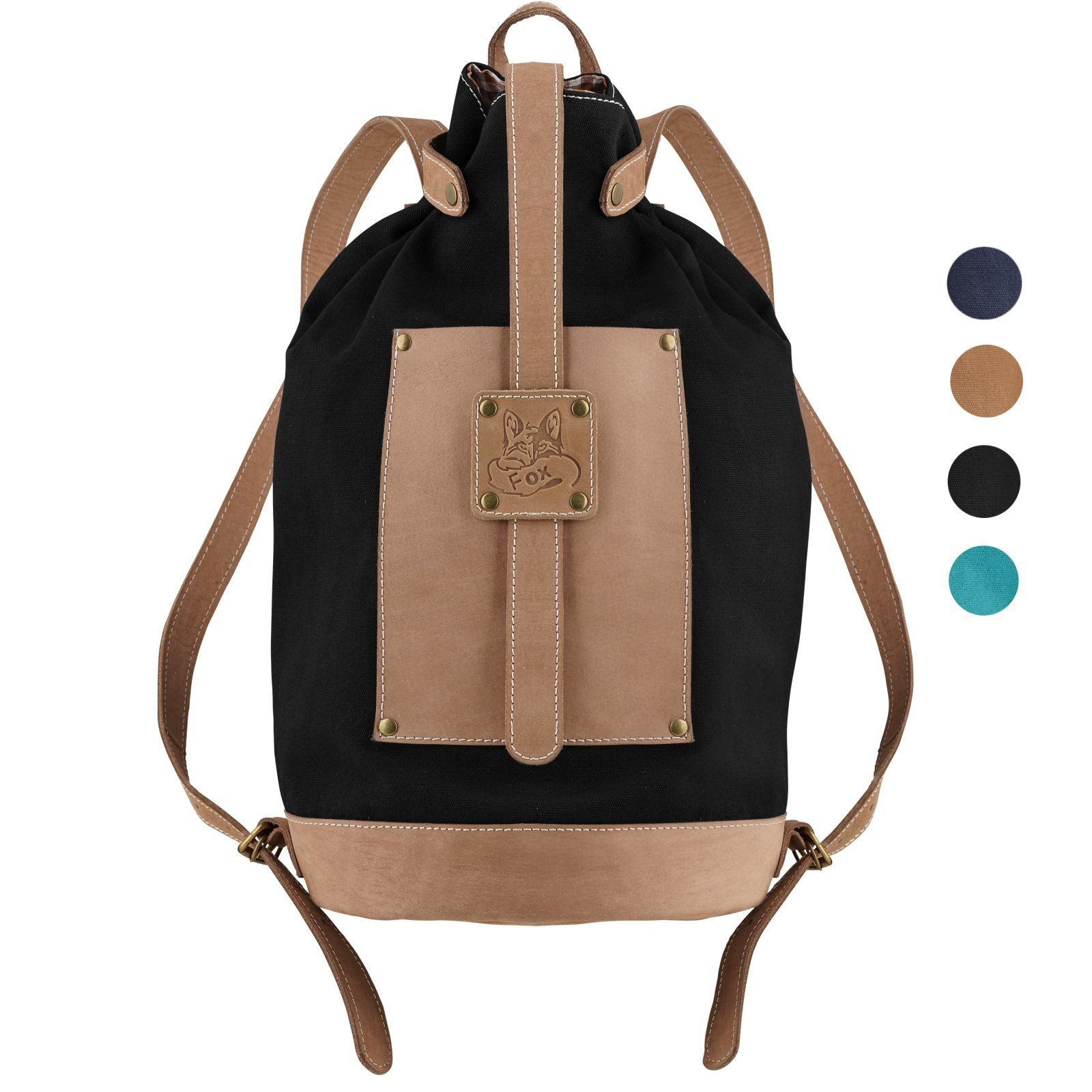 BLACK FOREST FOX Tagesrucksack Black Forest Fox OOS Canvas Rucksack 25L Cityrucksack mit Echtleder (1-tlg)