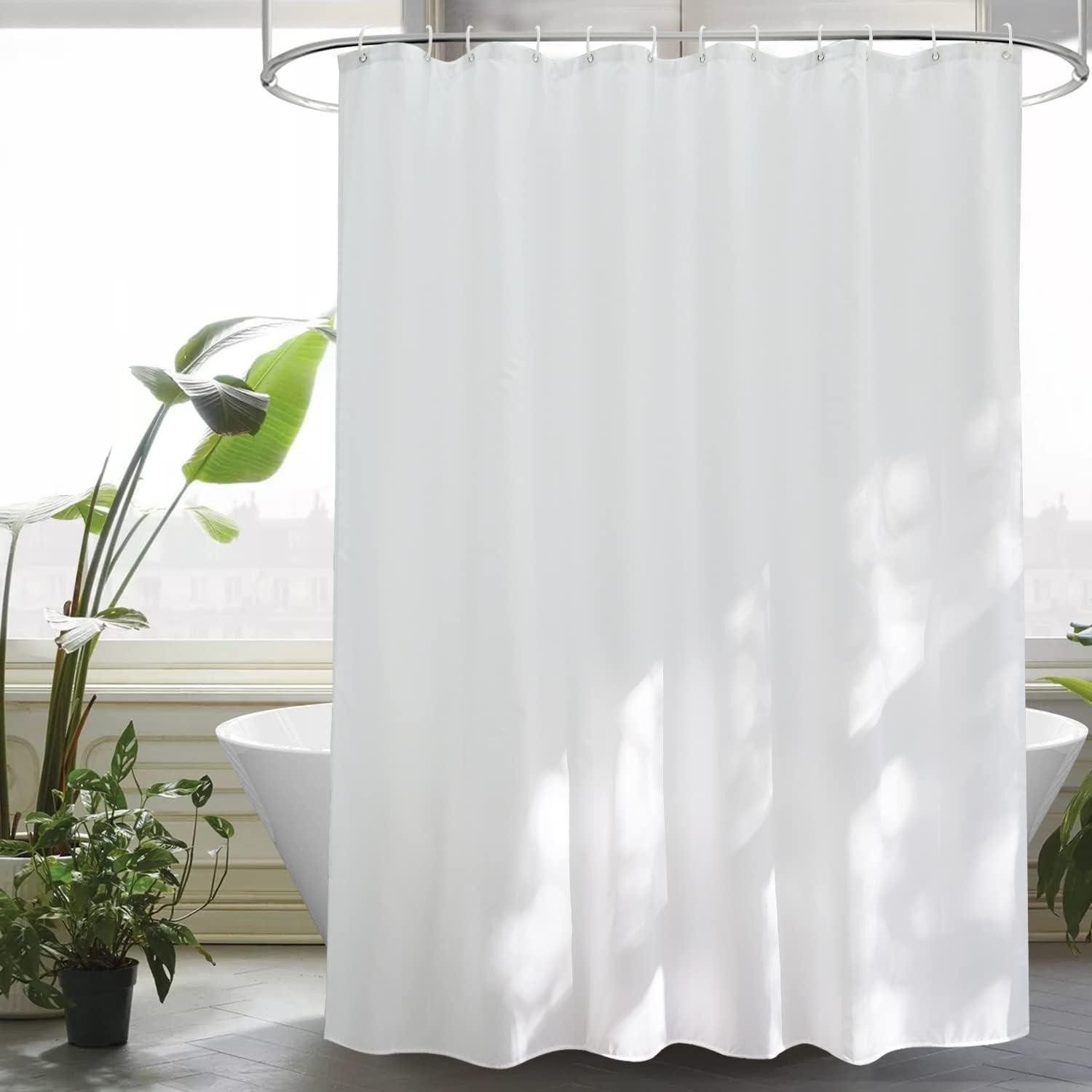 EurCross Duschvorhang Extra Lang Weiß Duschvorhang 200x220 Textil Stoff Badvorhang mit