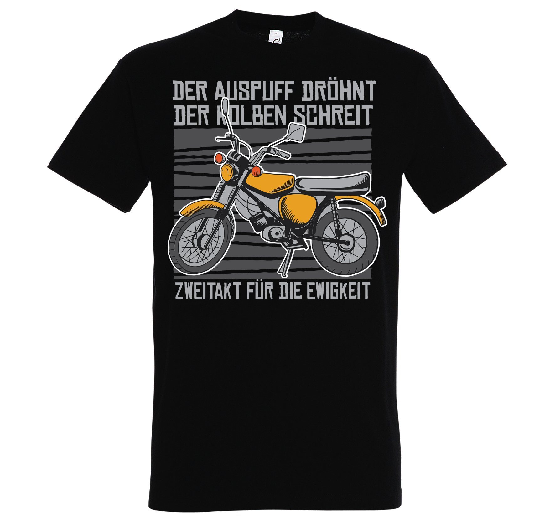 [Billiger Verkauf beginnt] Youth Designz T-Shirt Herren mit trendigem Schwarz Frontprint Für Ewigkeit Zweitakt Shirt Die