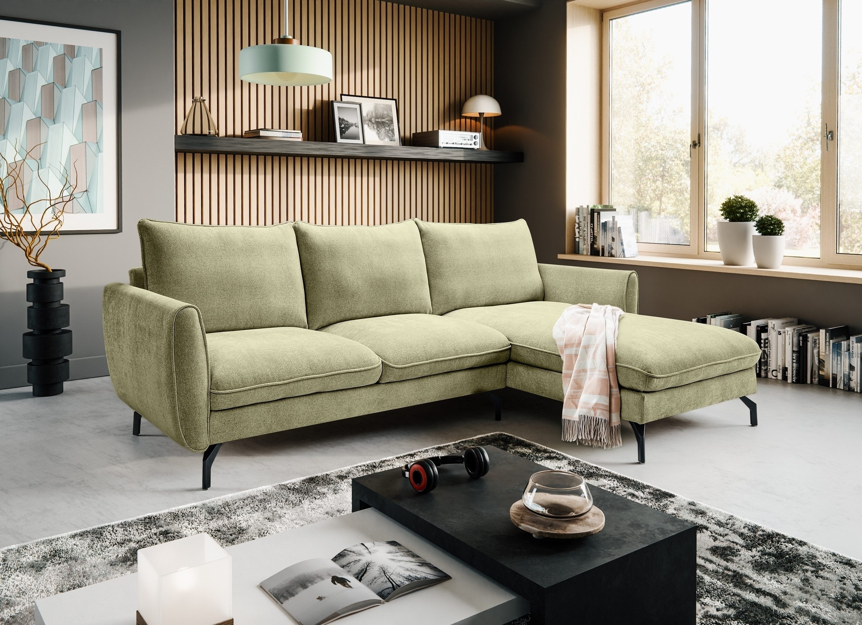 freiraum Ecksofa Ecksofa >Toronto< in smaragdgrün, Kleincord - 361x87x202cm (BxHxT), in grün, Webstoff - 259x87x165cm (BxHxT)