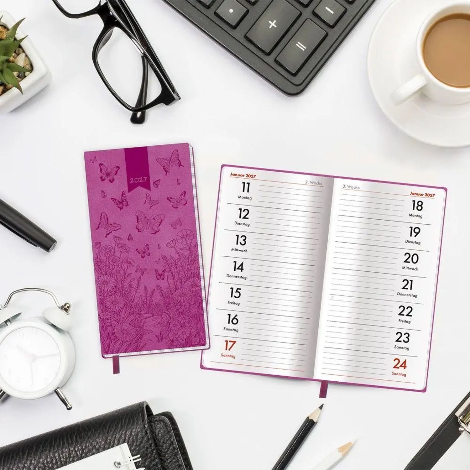 Trötsch Verlag Taschenkalender TRÖTSCH - Taschenterminer Soft Touch Schmetterlinge 2027