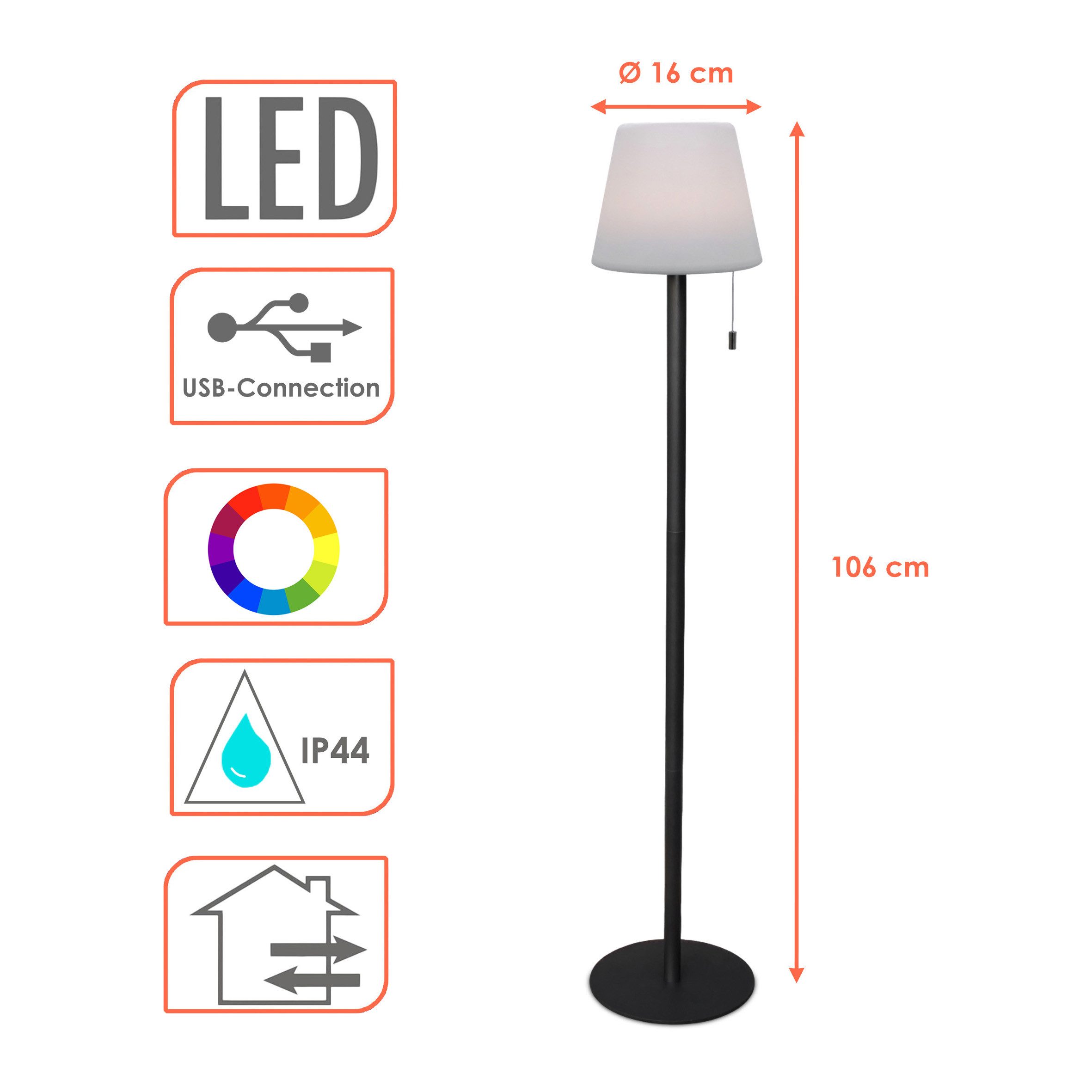 Spetebo LED Außen-Stehlampe Akku Garten Standleuchte - 106 x 16 cm, 4 Leuch günstig online kaufen